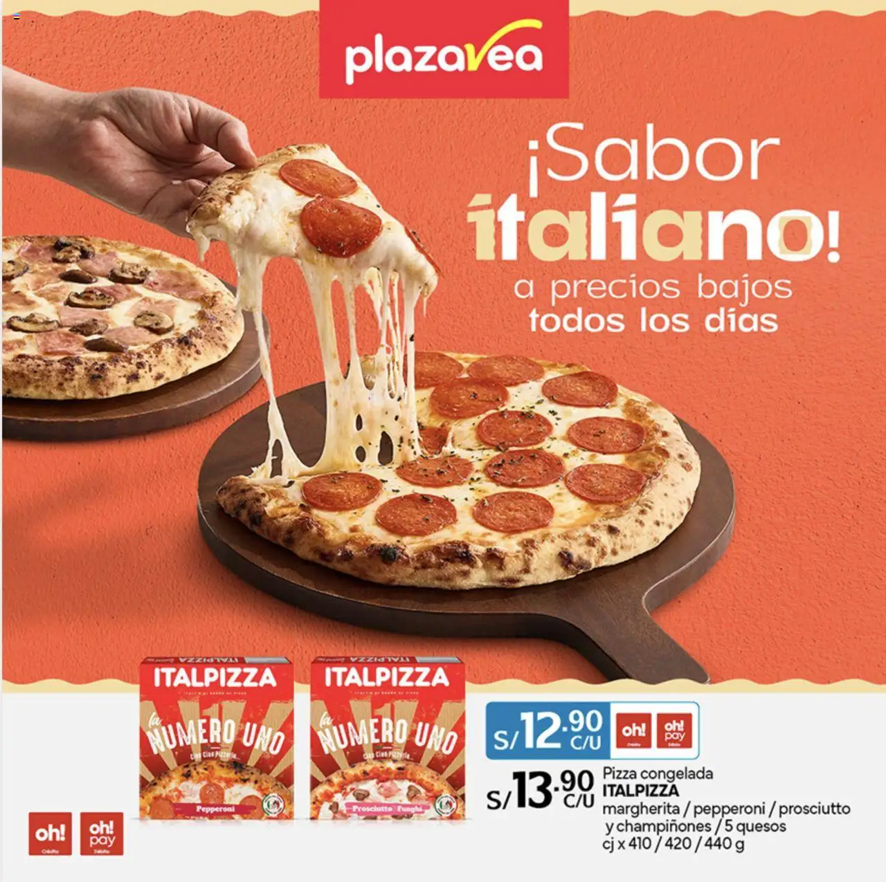 Plaza Vea Diptico Festival de pastas congeladas (18/08/2025 - 31/08/2025) - ofertas de hoy - número de página 1 - Pizza, Champiñones, Pizza congelada