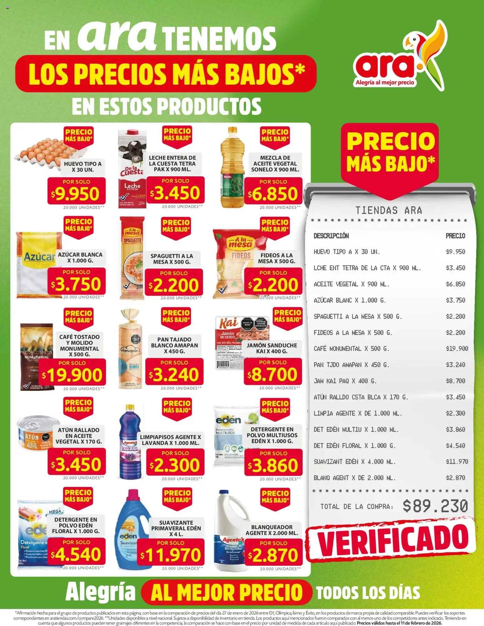  Vista previa del prospecto Ahorra con precios bajos y ofertas en la canasta familiar | ara del almacen Ara válida del 27/01/2026 al 11/02/2026