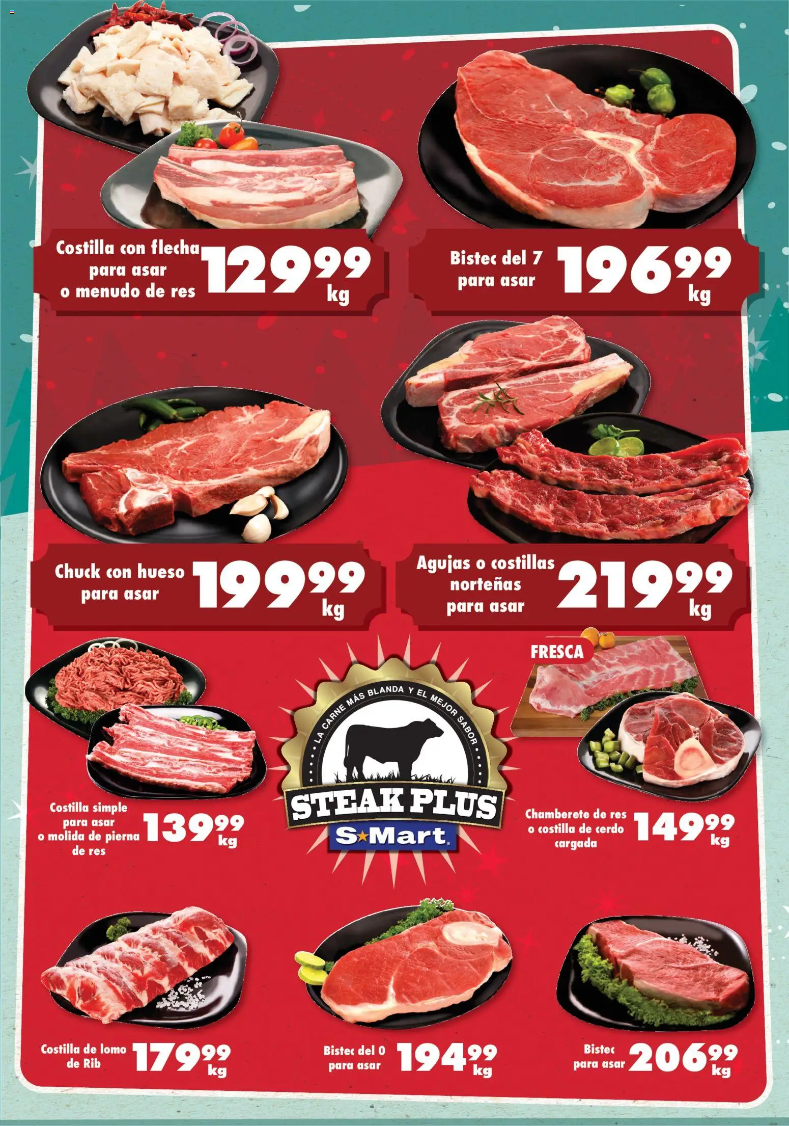 Vista previa las ofertas de la tienda S-Mart - Folleto Nuevo Laredo desde el 21/11/2025 - Short, Carne, Cerdo, Bistec, Res, Steak