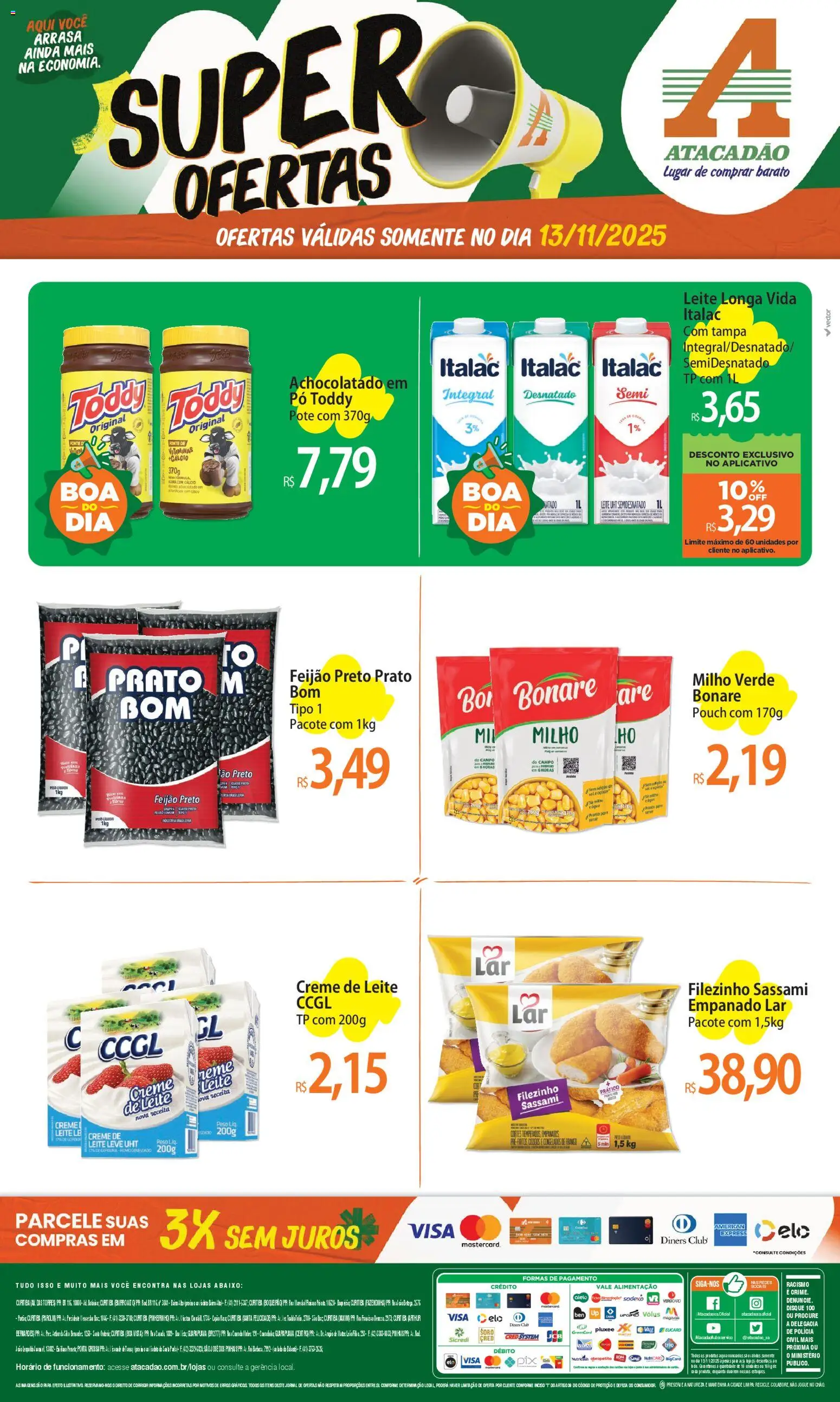 Pré-Visualização do folheto "Ofertas - PR" da loja Atacadão válido a partir de 13/11/2025