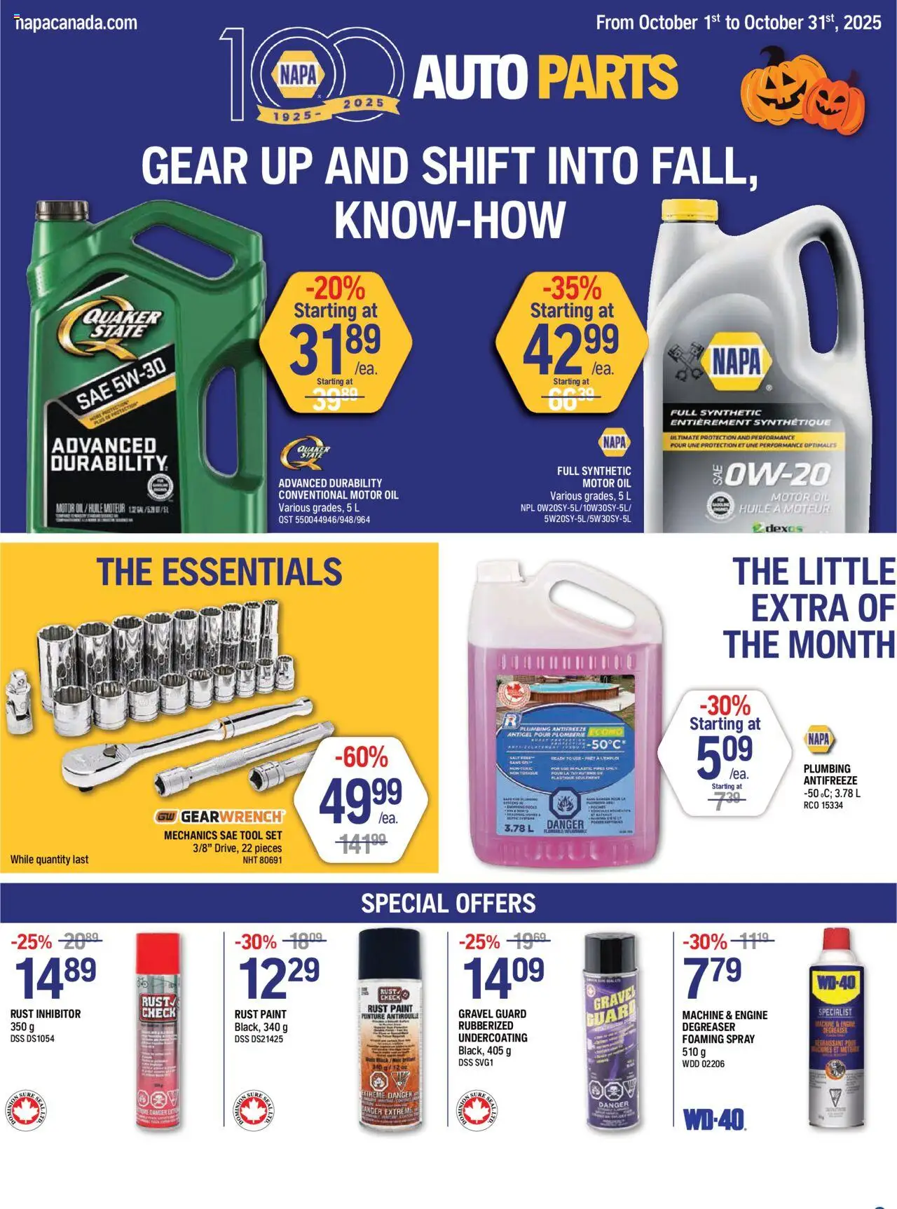 NAPA Auto Parts flyer valid from Oct 01, 2025 - page number 1