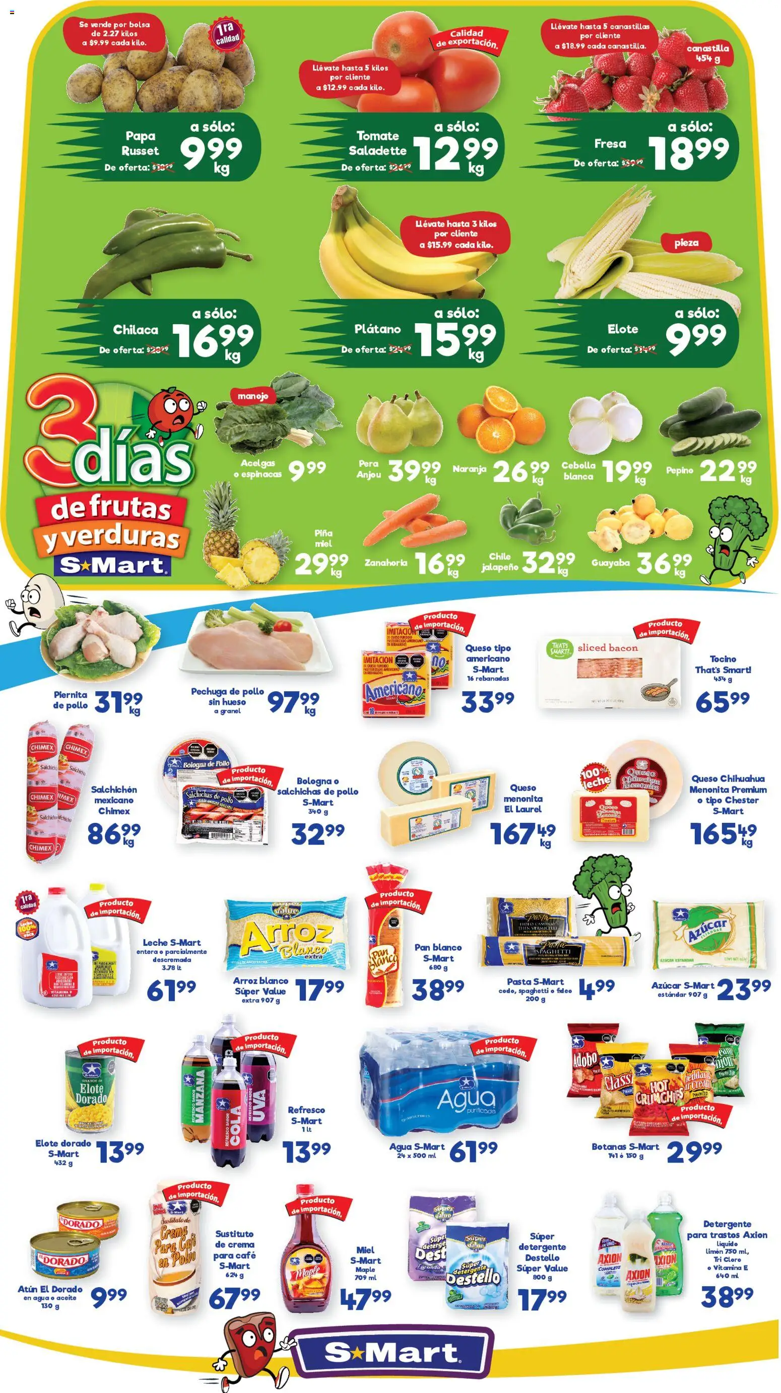 Vista previa las ofertas de la tienda S-Mart - Folleto Chihuahua desde el 20/01/2026 - Papa, Manzana, Azúcar, Plátano, Aceite, Piña, Cloro, Salchichas