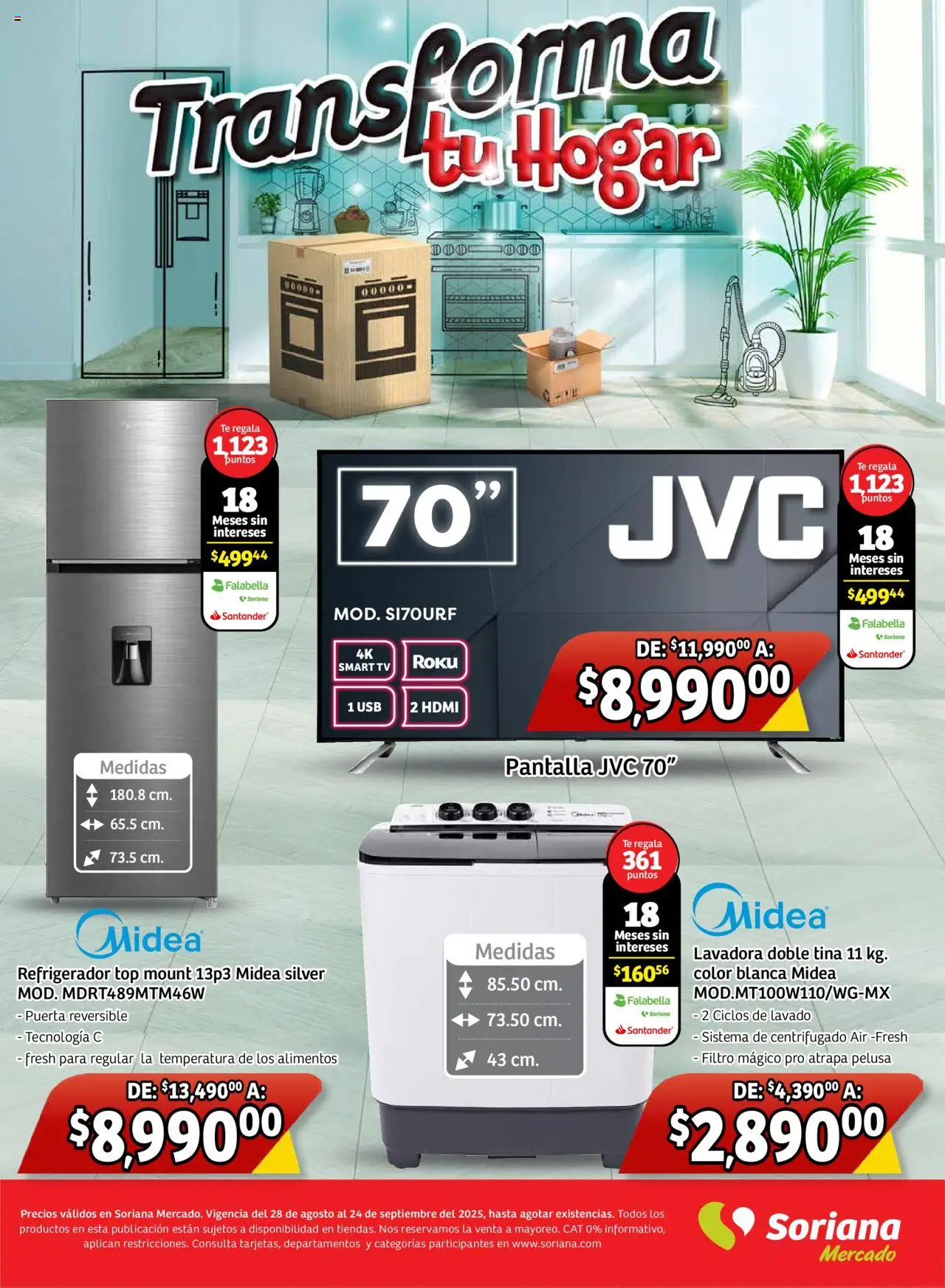 Transforma tu hogar Mercado Nacional Soriana y sus promociones válidas desde el 28/08/2025 - Número de página 1