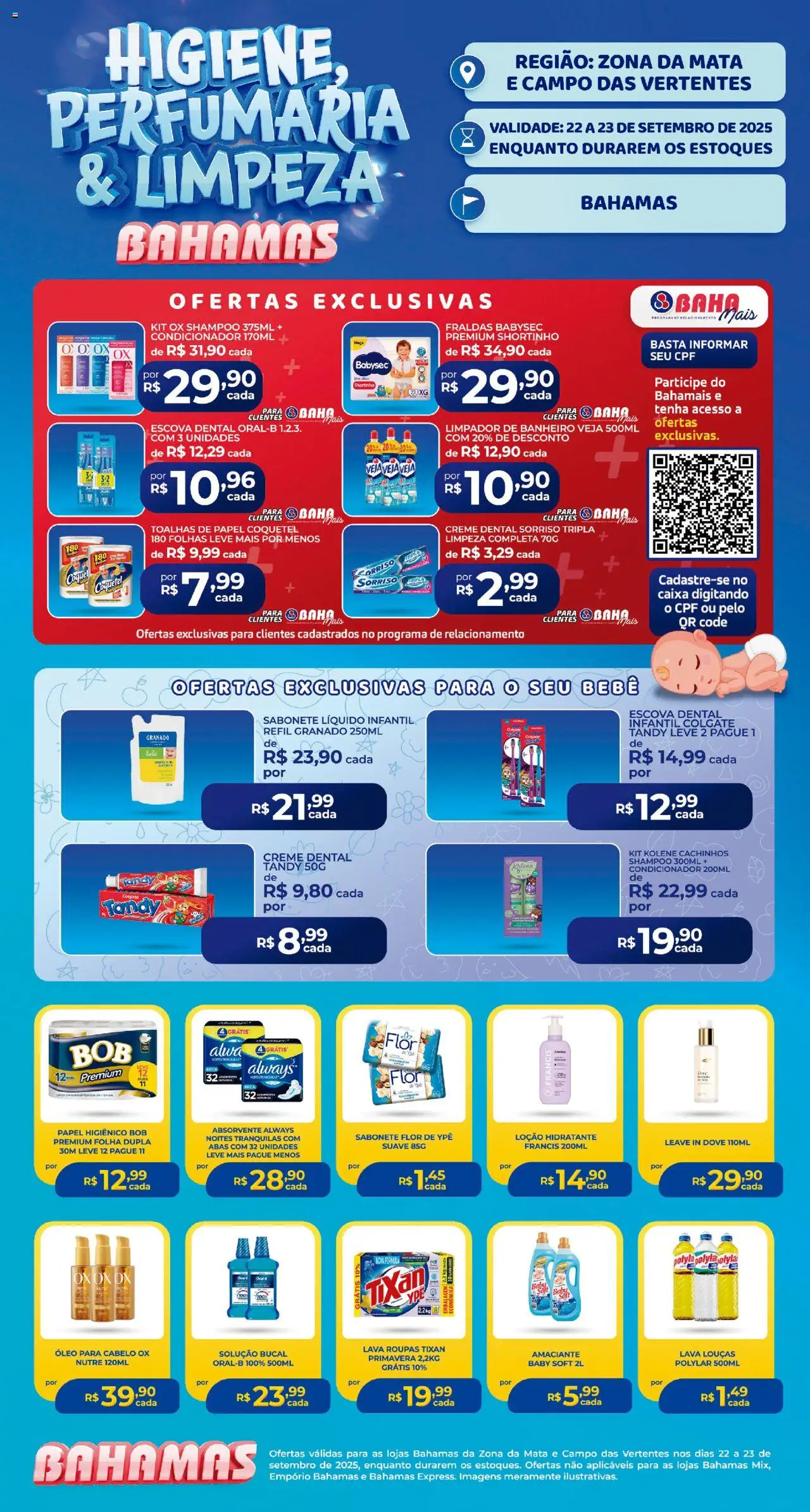 Bahamas Supermercados folheto "Ofertas Higiene e Limpeza" válido a partir de 22/09/2025 - número de página 1