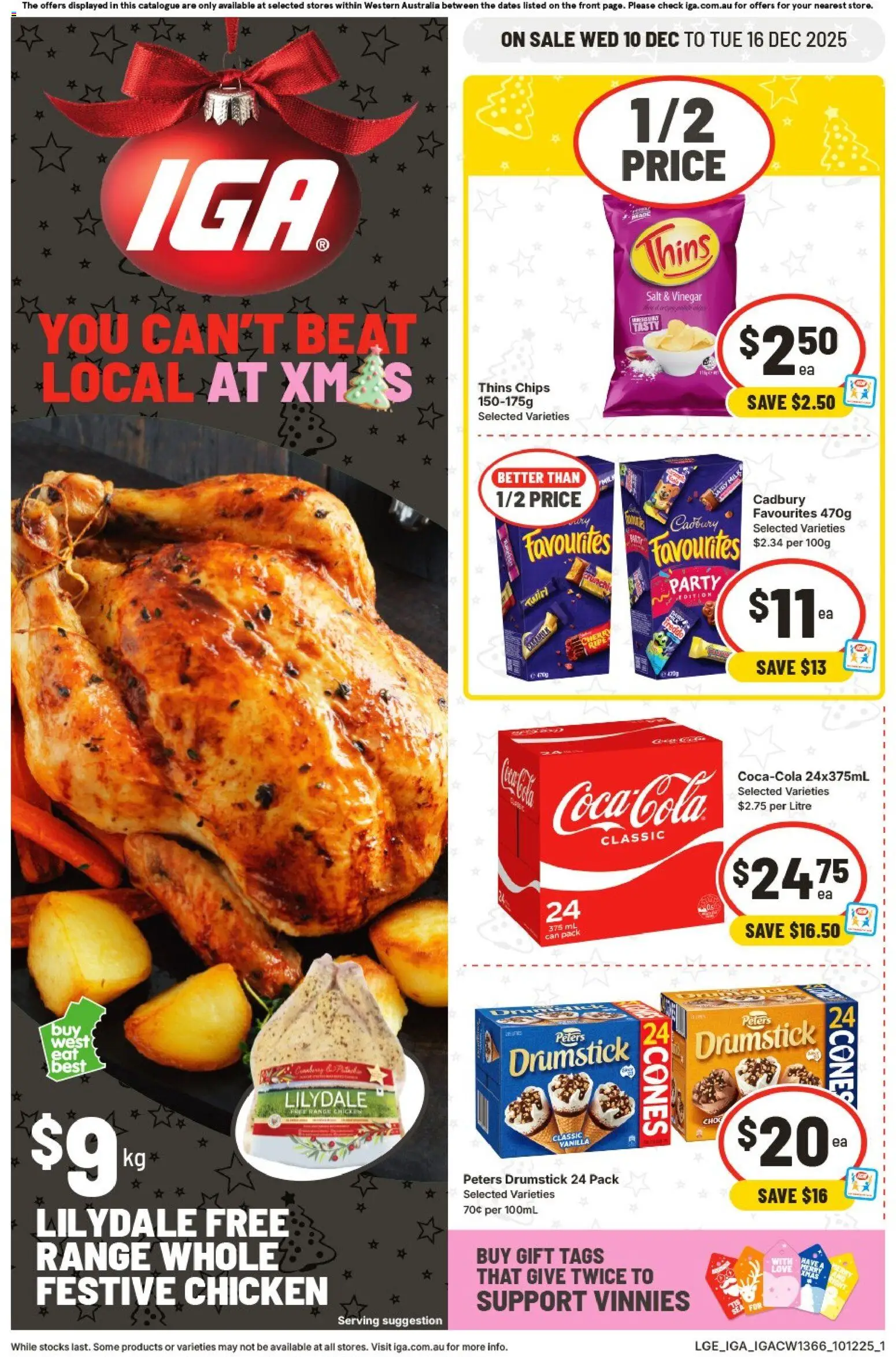 Preview of catalogue Catalogue WA from shop IGA valid 10/12/2025 - Dairy, Chicken, Terry, Chips, Salt, Vinegar, Vanilla