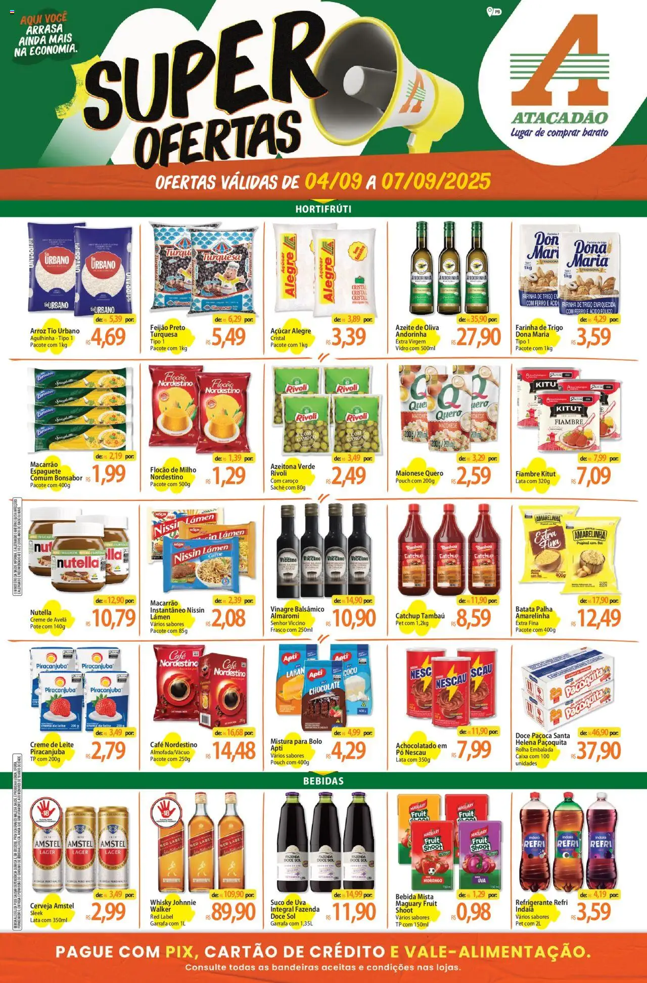 Atacadão folheto "Ofertas - PB" válido a partir de 04/09/2025 - número de página 1 - Café, Chocolate, Arroz, Feijão, Batata, Ferro, Espaguete, Avelã