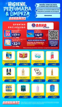 Pré-Visualização do folheto "Ofertas Higiene e Limpeza" da loja Bahamas Supermercados válido a partir de 13/10/2025