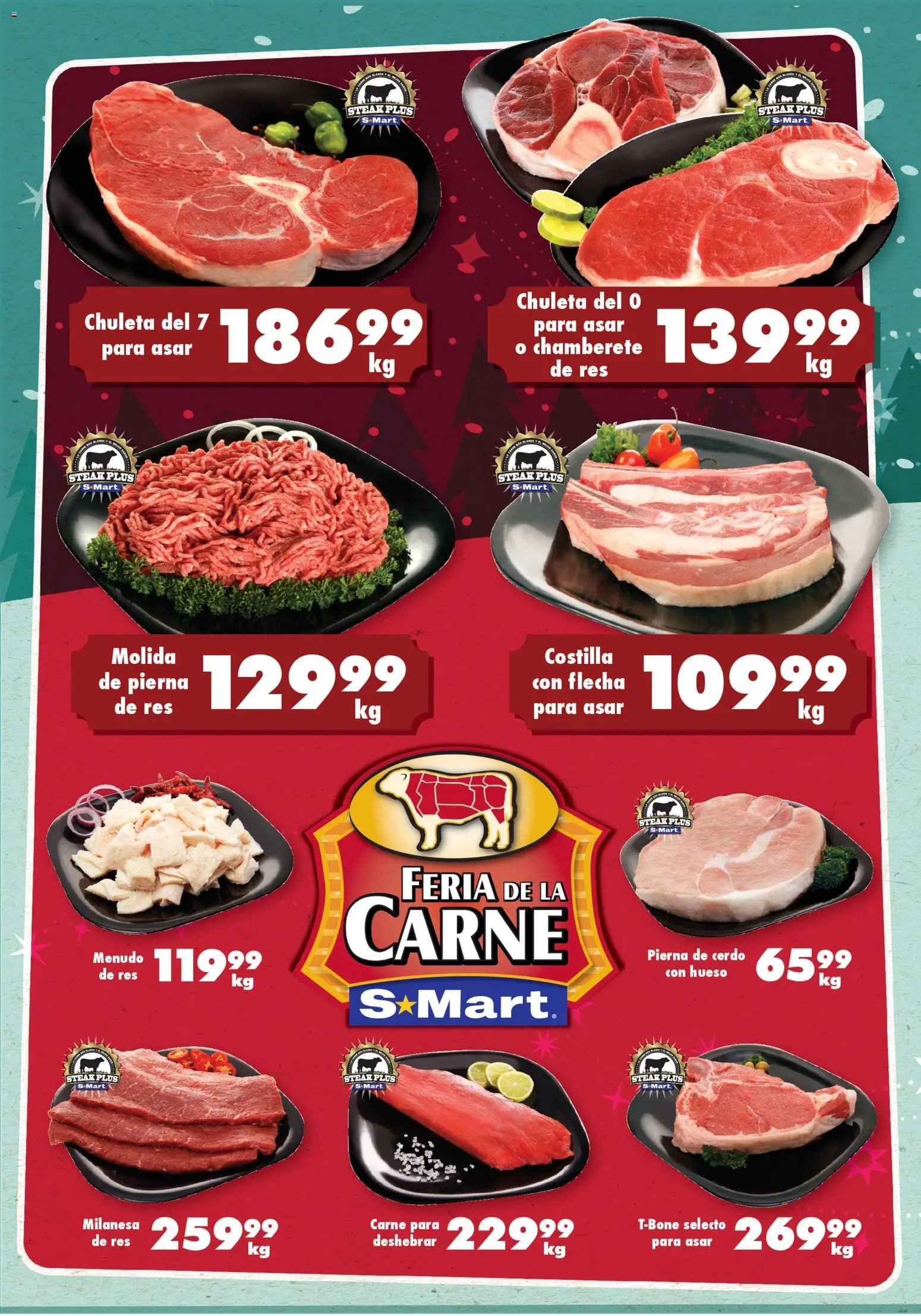 Vista previa las ofertas de la tienda S-Mart - Folleto desde el 07/11/2025 - Carne, Cerdo, Milanesa, Res, Pierna de cerdo, Chuleta, Steak
