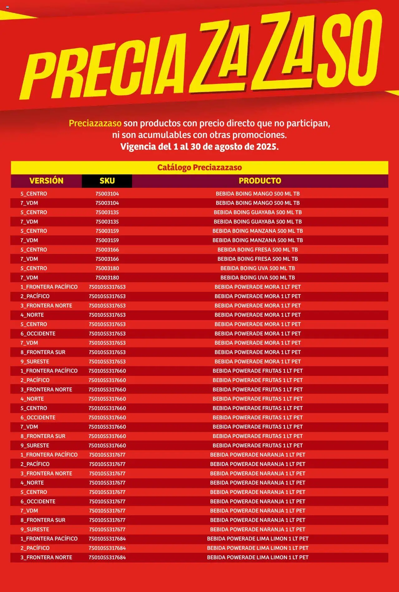 Catálogo Preciazazaso Súper Nacional Soriana y sus promociones válidas desde el 01/08/2025 - Número de página 1 - Mango, Fresa, Manzana, Limón, Uva, Lima