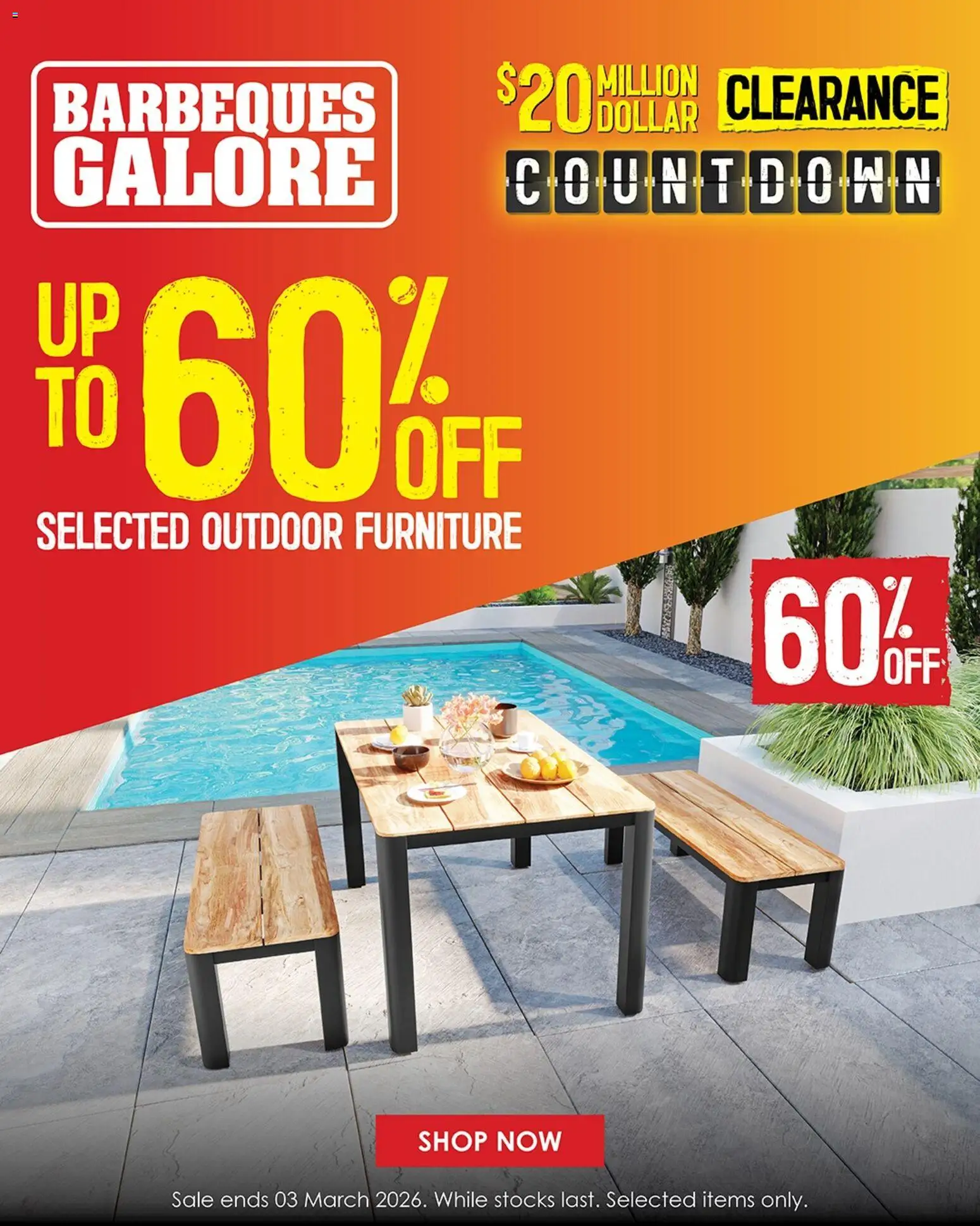 Preview of catalogue Barbeques Galore Final days to save on furniture from shop Barbeques Galore valid 27/02/2026 - Outdoor furniture