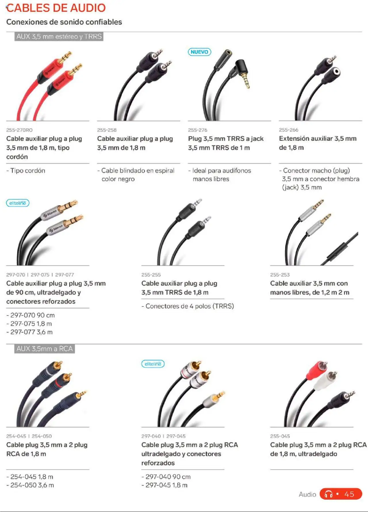 Catálogo Steren y sus promociones válidas desde el 01/01/2025 - Número de página 63 - Audífonos, Conector, Extensión, Audio, Cable
