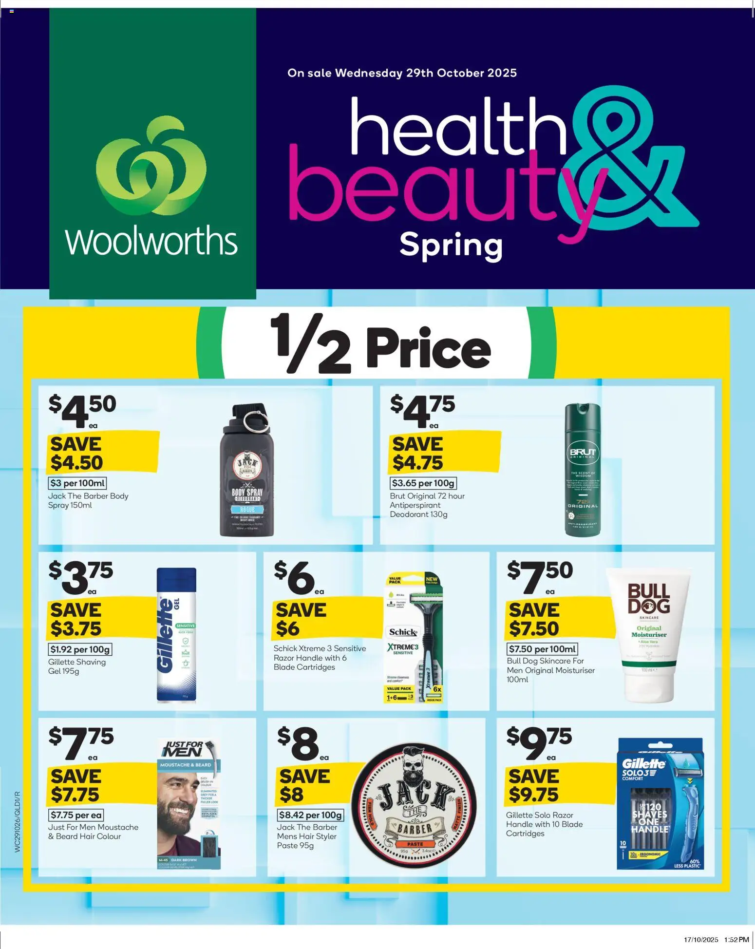 Woolworths catalogue valid from 29/10/2025 - page 1 - Ergonomic, Hair colour, Moisturiser, Deodorant, Antiperspirant, Aloe vera, Razor, Hair styler