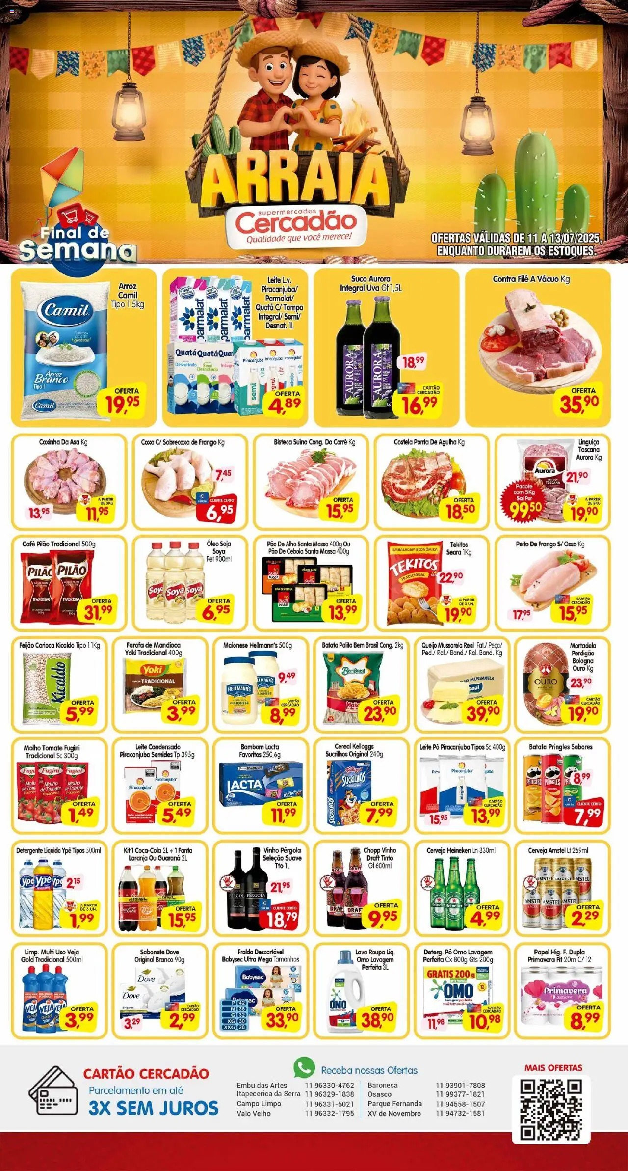 Cercadão folheto "Ofertas da semana" válido a partir de 11/07/2025 - número de página 1 - Cebola, Detergente, Óleo, Mortadela, Arroz, Bombom, Mussarela, Soja