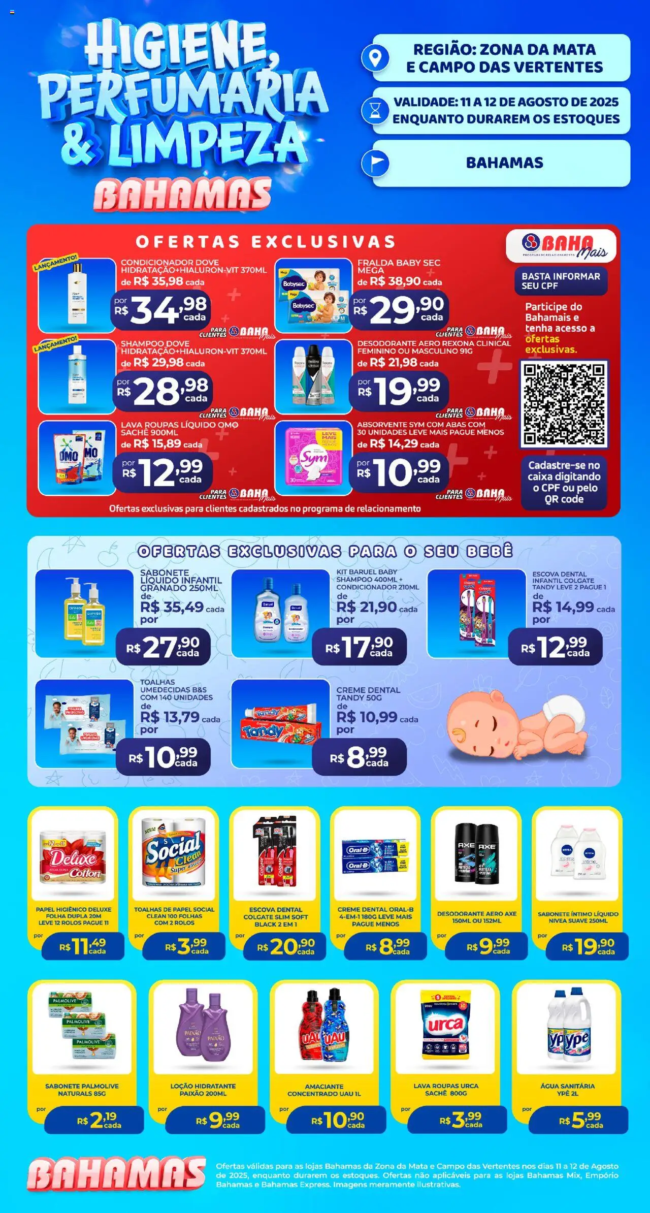 Bahamas Supermercados folheto "Ofertas Higiene e Limpeza" válido a partir de 11/08/2025 - número de página 1