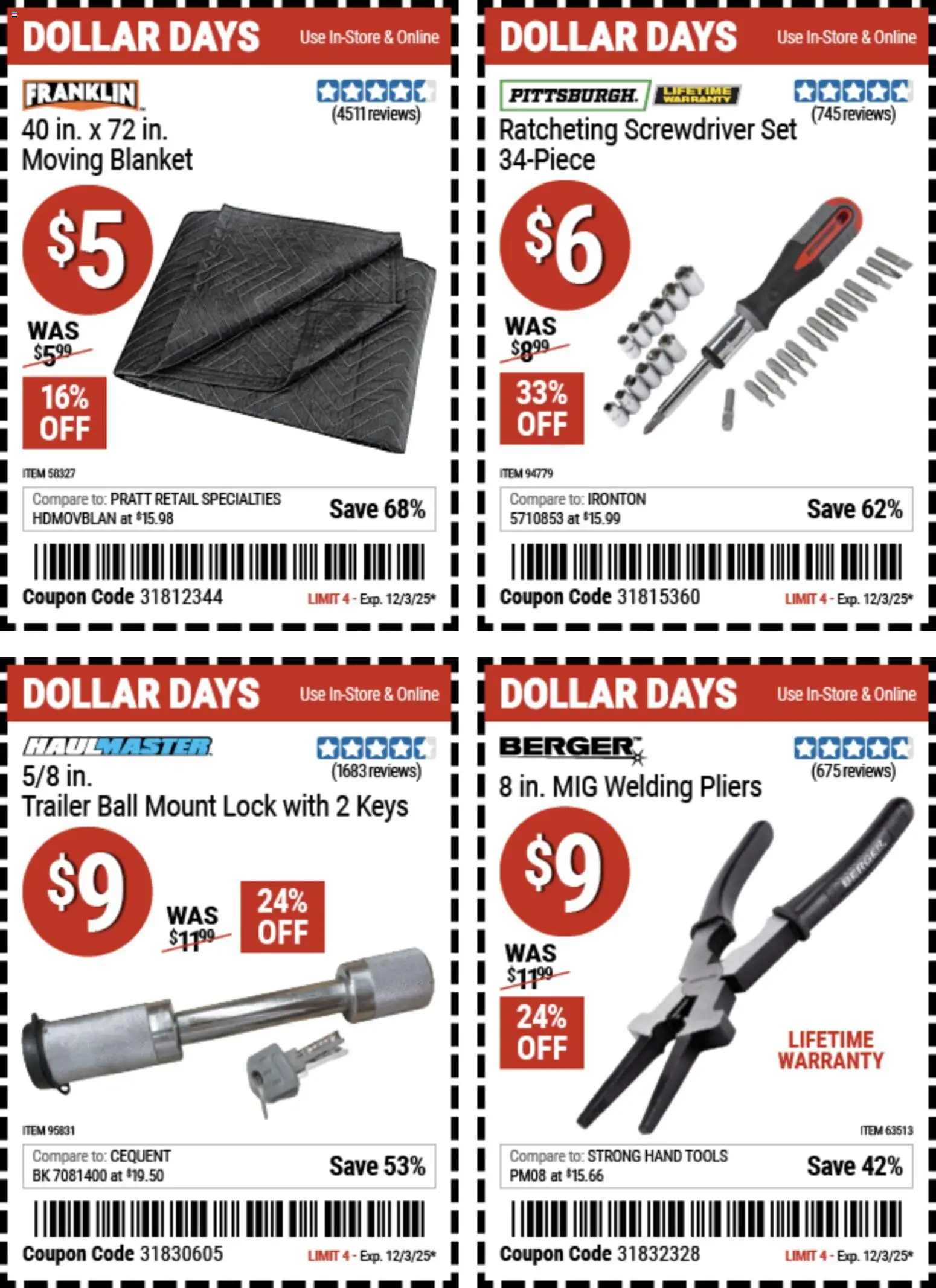 Ad Preview of Harbor Freight Dollar Days from 11/20/2025