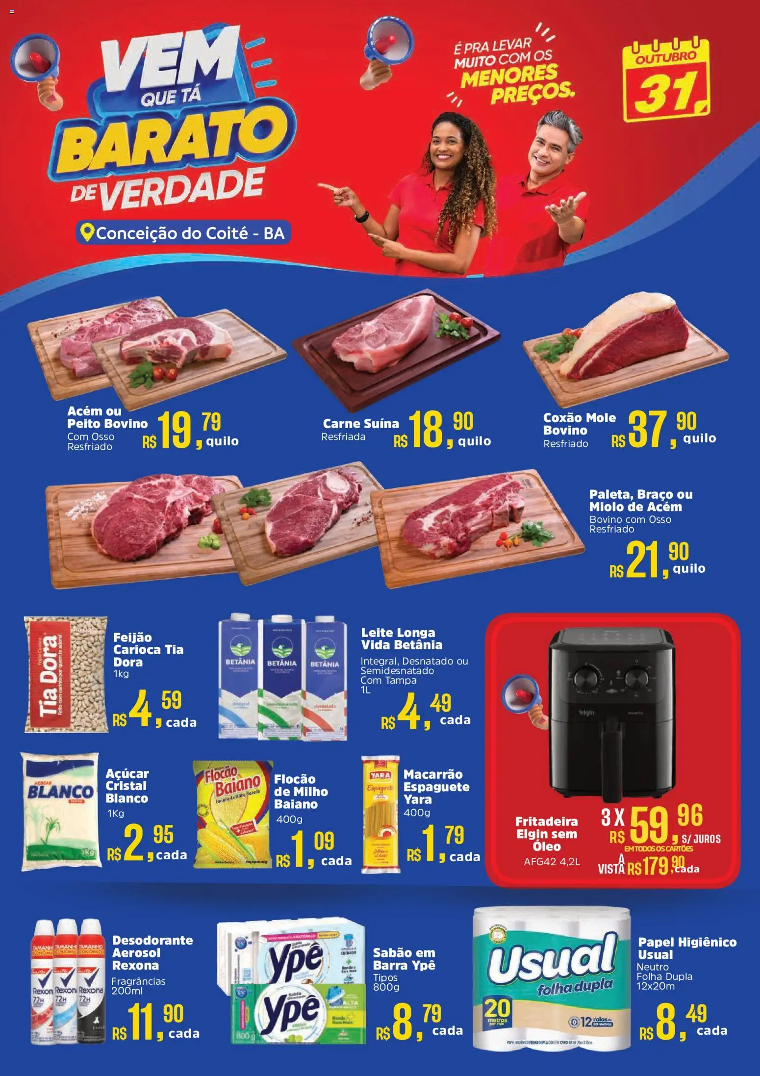 Pré-Visualização do folheto "Ofertas do Dia" da loja Mateus válido a partir de 31/10/2025 - Macarrão, Desodorante, Feijão, Carne, Açúcar, Papel higiênico, Farinha, Rolo