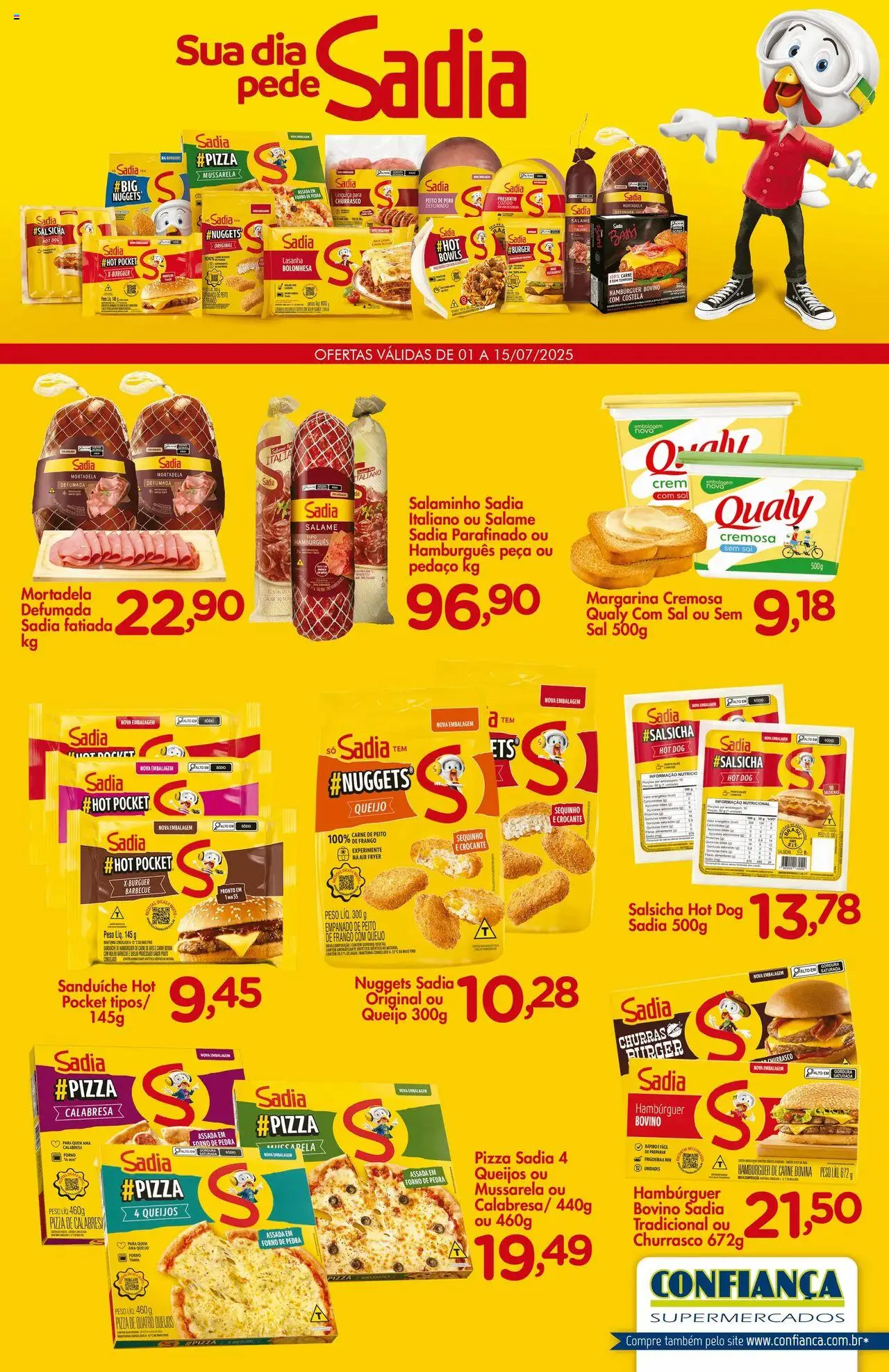 Confiança folheto "Ofertas BRF" válido a partir de 01/07/2025 - número de página 1 - Carne bovina, Air fryer, Presunto, Pizza, Mortadela, Sanduíche, Sal, Frango