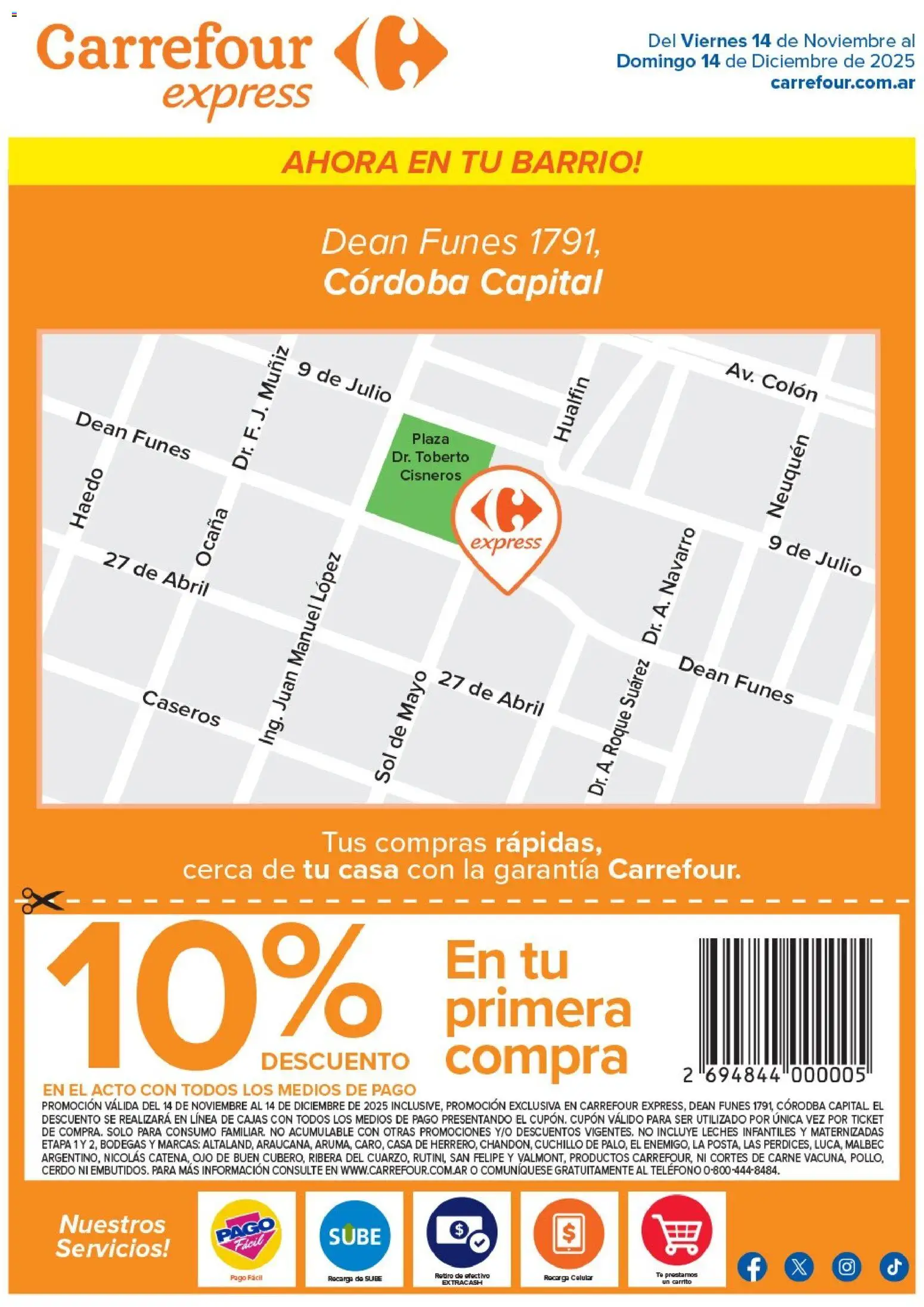 Vista previa del folleto de la tienda Carrefour válido desde el 14/11/2025 - Celular, Teléfono, Carne, Cerdo, Cuchillo