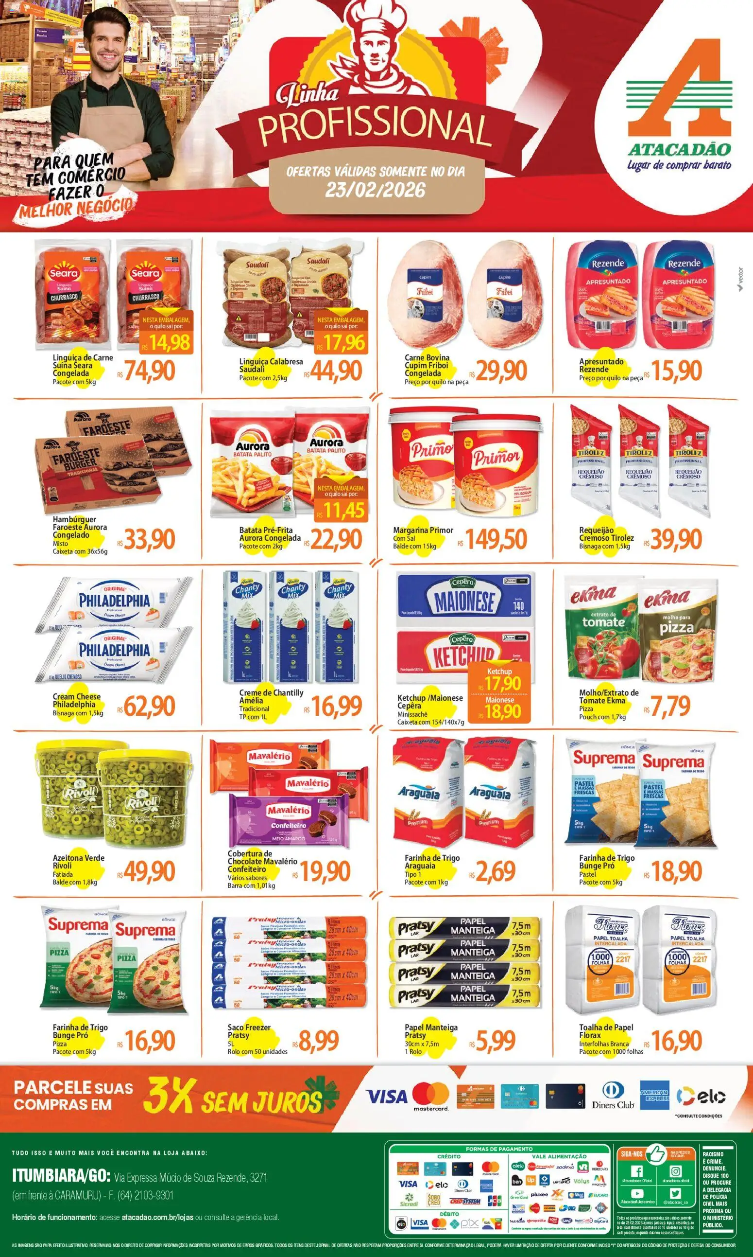 Pré-Visualização do folheto "Ofertas - GO" da loja Atacadão válido a partir de 23/02/2026