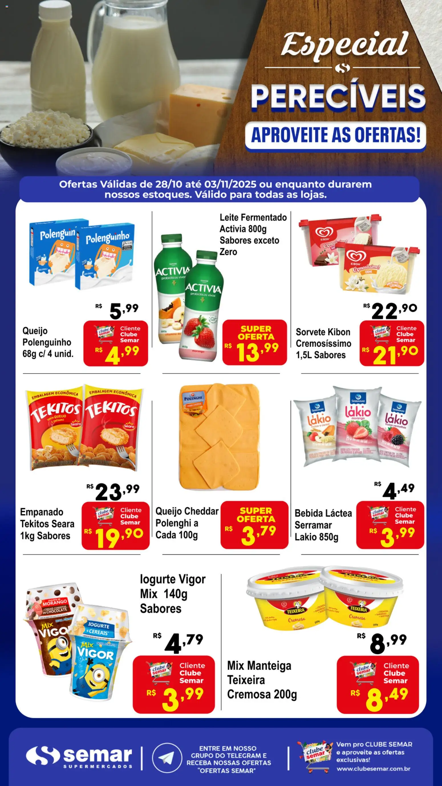 Pré-Visualização do folheto "Ofertas Especial Perecíveis" da loja Semar Supermercado válido a partir de 28/10/2025
