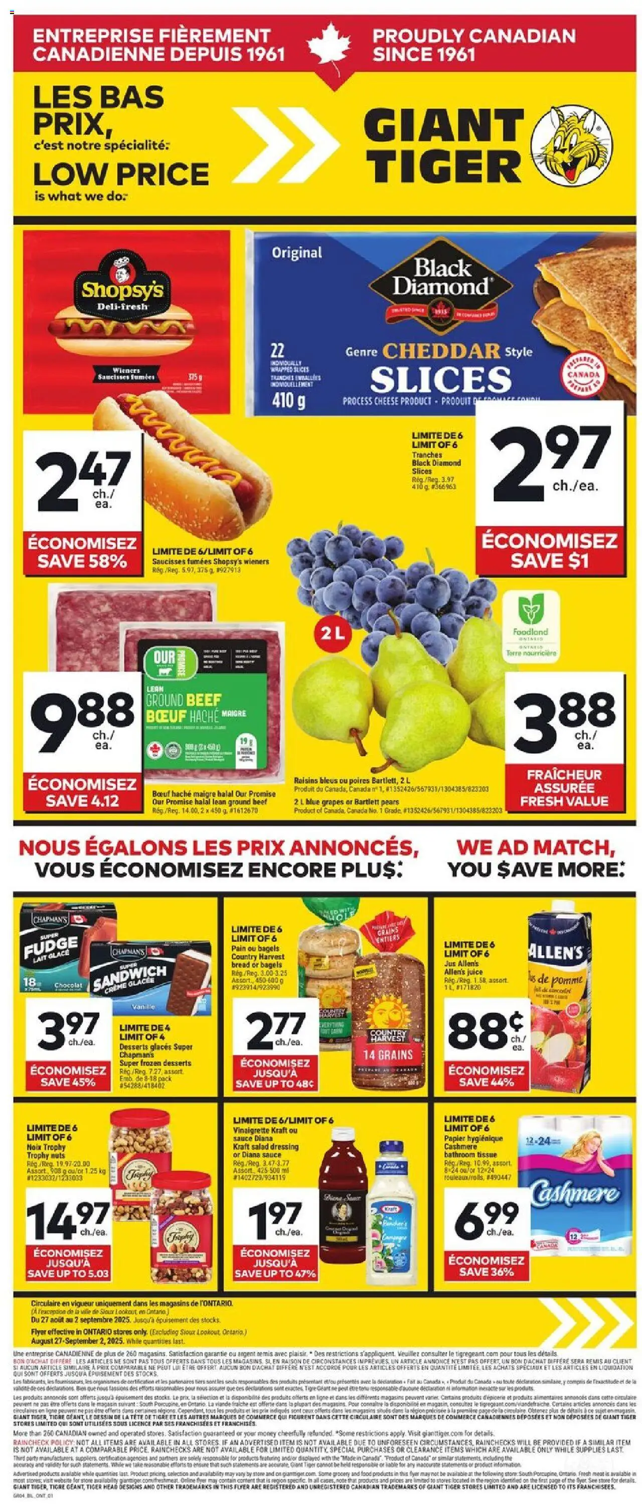 Giant Tiger flyer valid from Aug 27, 2025 - page number 1