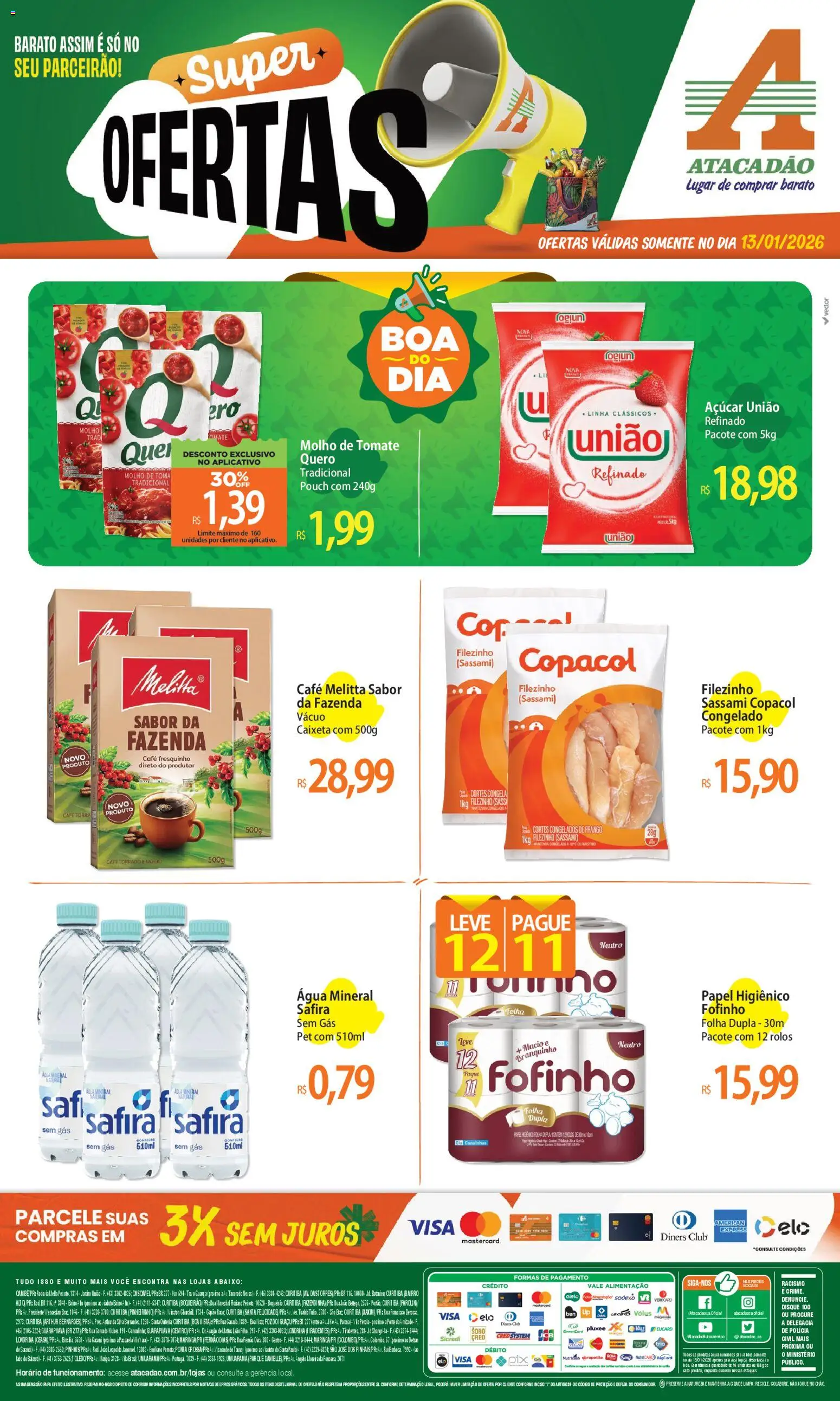 Pré-Visualização do folheto "Ofertas - PR" da loja Atacadão válido a partir de 13/01/2026