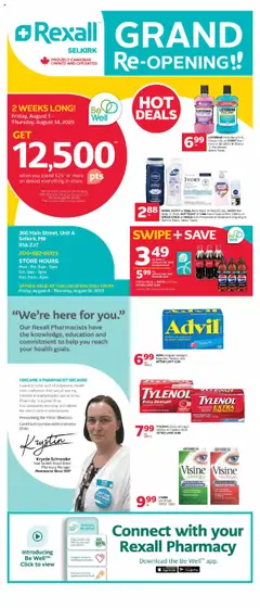 Preview of leaflet Grand Opening Selkirk from shop Rexall is valid from Aug 08, 2025