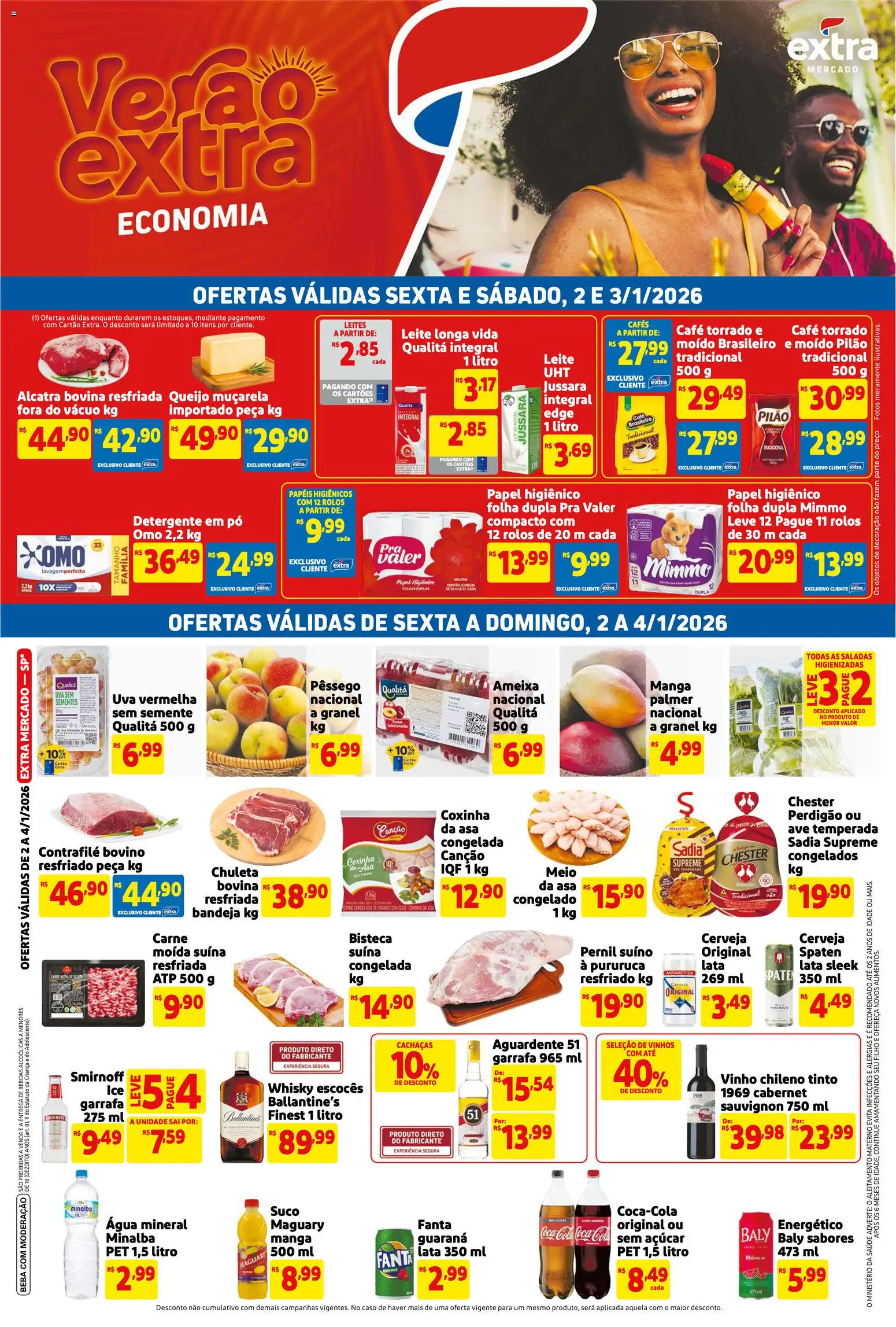 Pré-Visualização do folheto "Ofertas de Mercado Fim de Semana" da loja Extra válido a partir de 02/01/2026