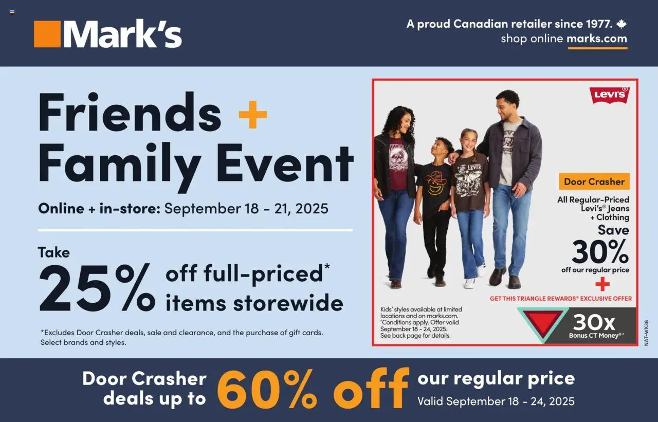 Mark's flyer valid from Sep 18, 2025 - page number 1 - Jeans, Door