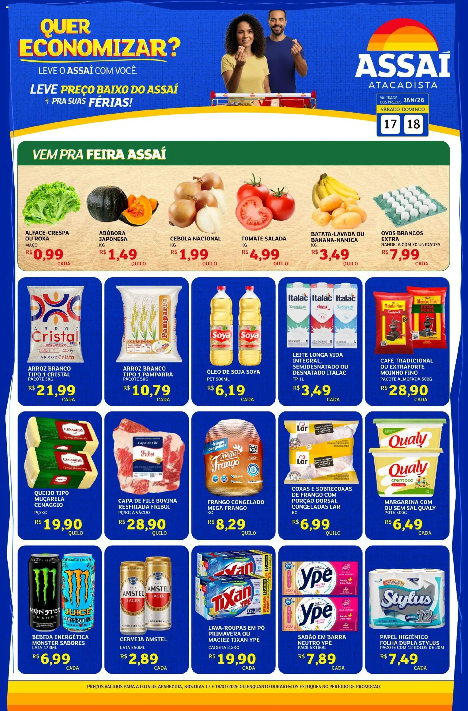 Pré-Visualização do folheto "Encarte - GO" da loja Assaí Atacadista válido a partir de 17/01/2026 - Café, Sal, Abóbora, Queijo, Mussarela, Soja, Sabão, Sabão em barra