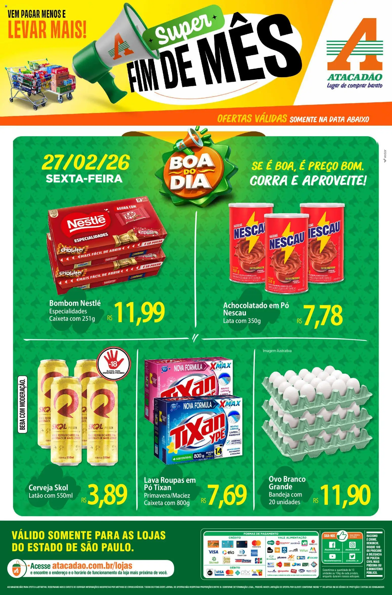 Pré-Visualização do folheto "Ofertas - SP" da loja Atacadão válido a partir de 27/02/2026