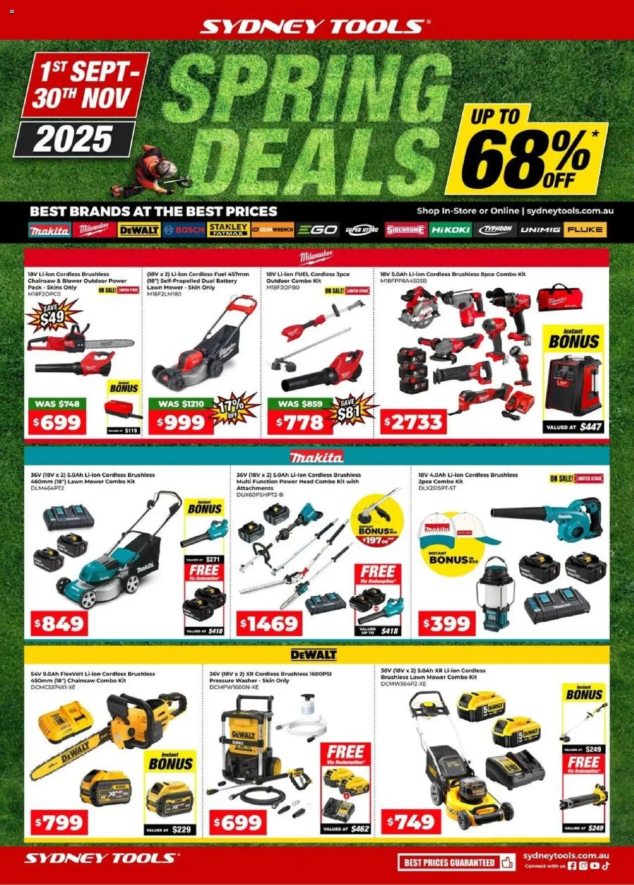 Preview of catalogue Catalogue from shop Sydney Tools valid 01/09/2025 - Box, Battery, Lawn mower, Chainsaw, Tools, Mower