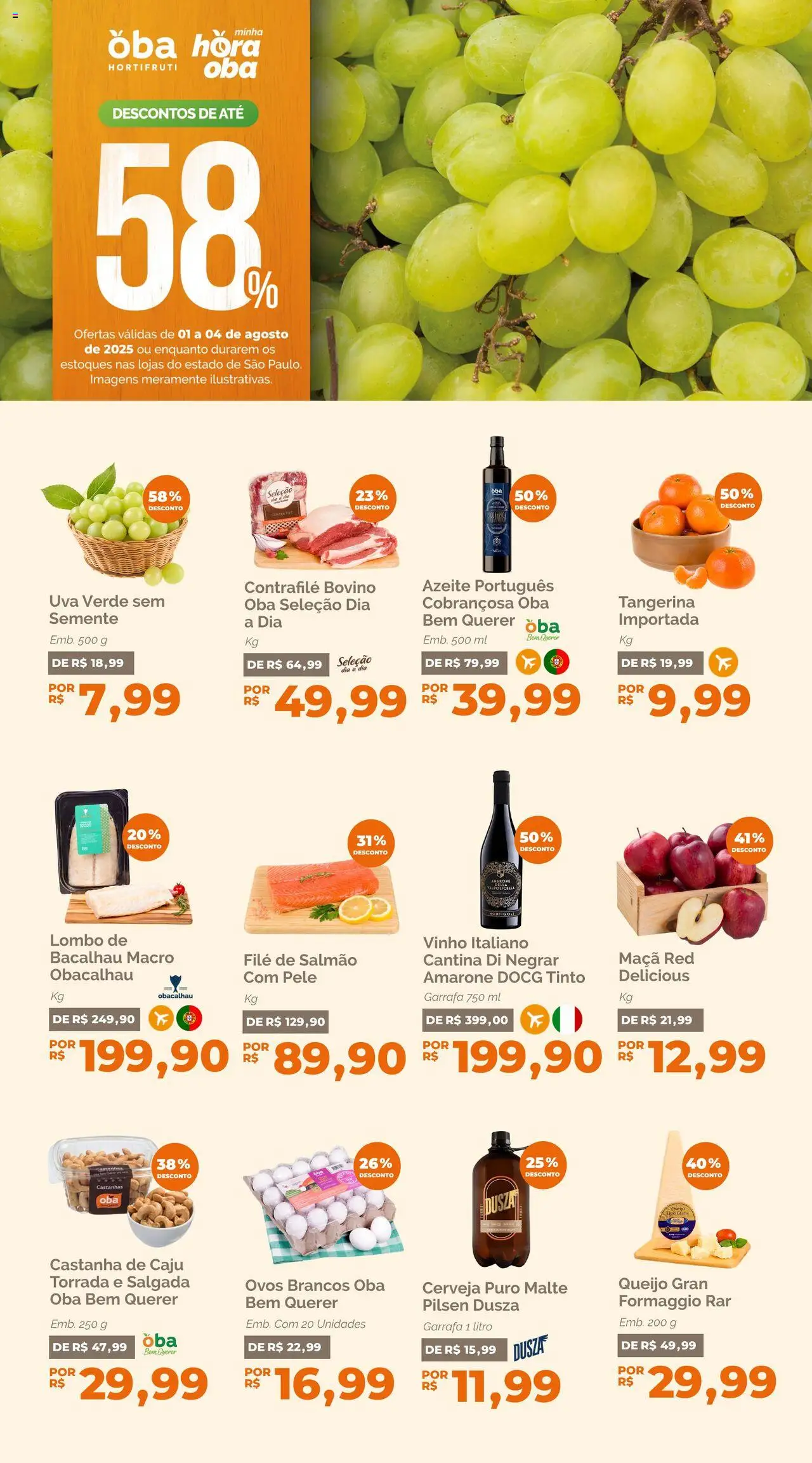 Oba Hortifruti folheto "Ofertas da semana" válido a partir de 01/08/2025 - número de página 1