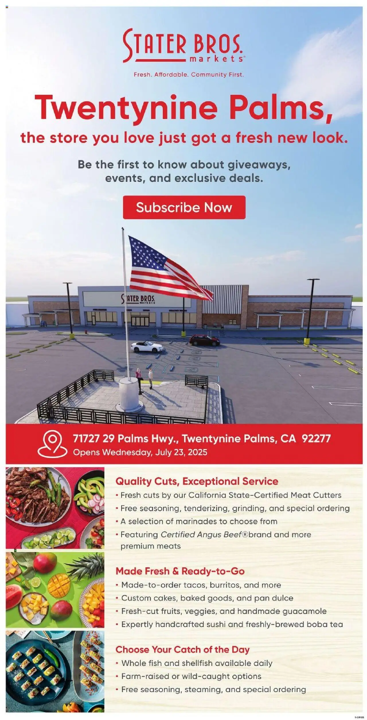 Stater Bros Weekly Ad from 07/09/2025 - Flyer - Page number 1 - Sushi, Fish, Tea, Pan, Meat, Guacamole
