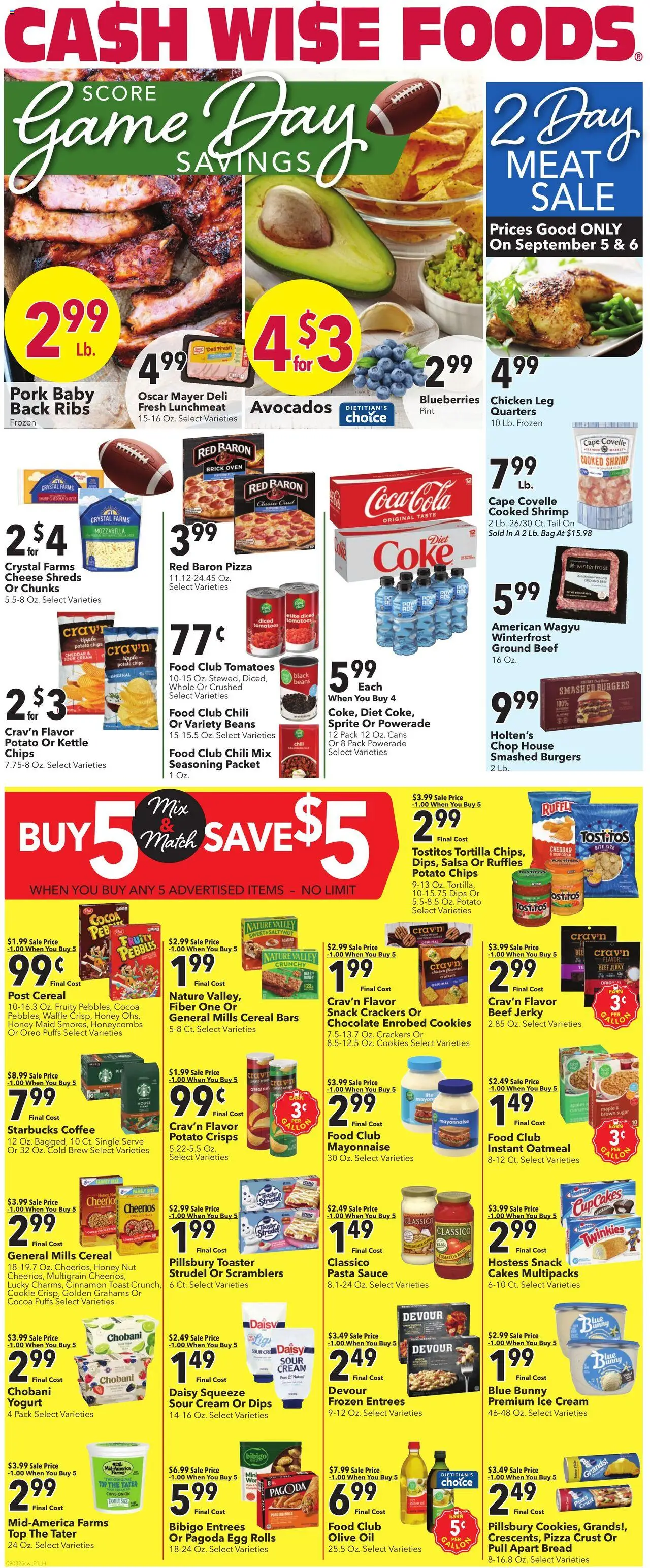 Cash Wise Weekly Ad from 09/03/2025 - Flyer - Page number 1 - Chocolate, Cocoa, Tomato, Blueberries, Butter, Sprite, Mayonnaise, Chicken