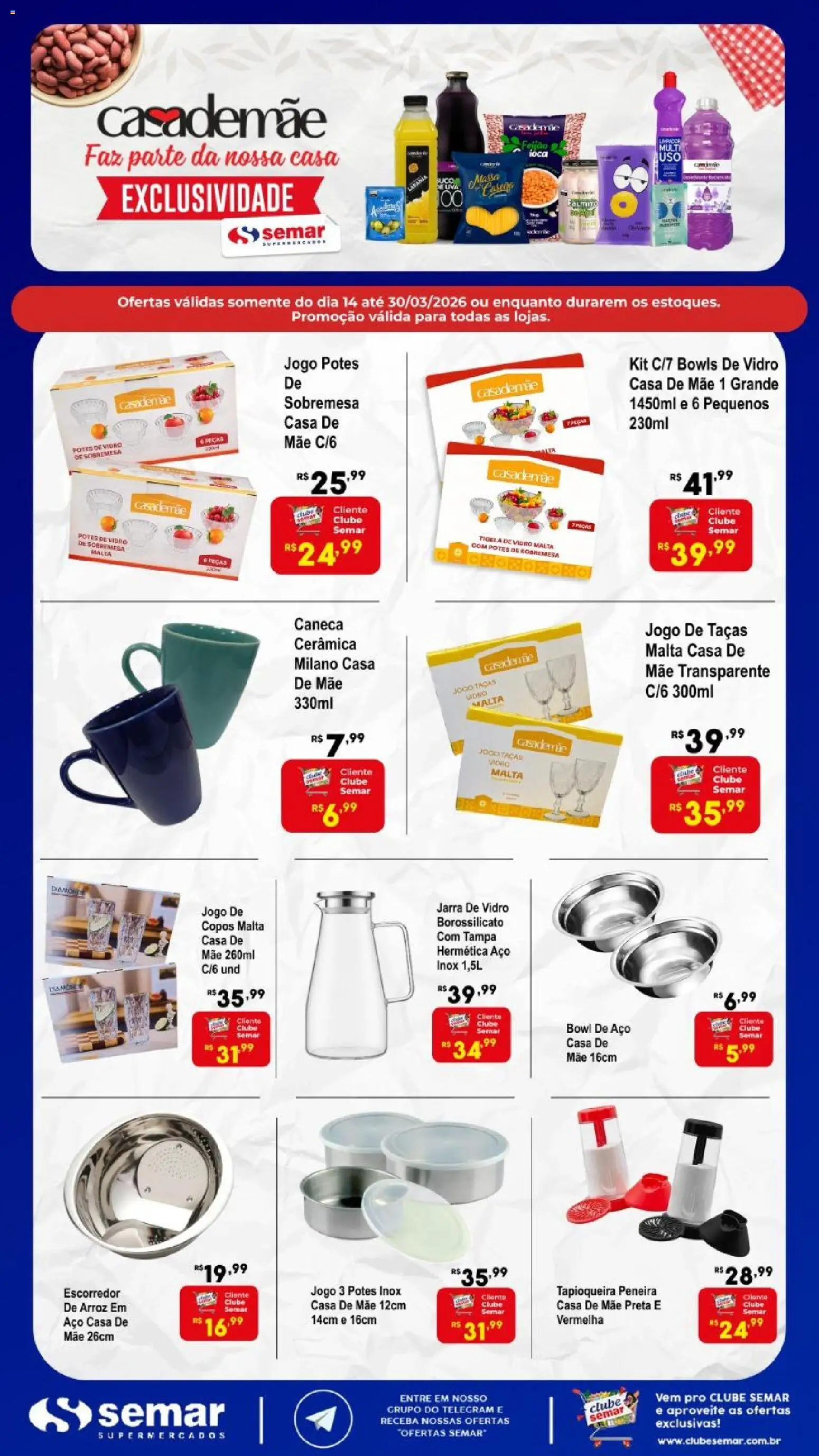 Pré-Visualização do folheto "Semar Supermercado ofertas Casa de Mãe" da loja Semar Supermercado válido a partir de 14/03/2026