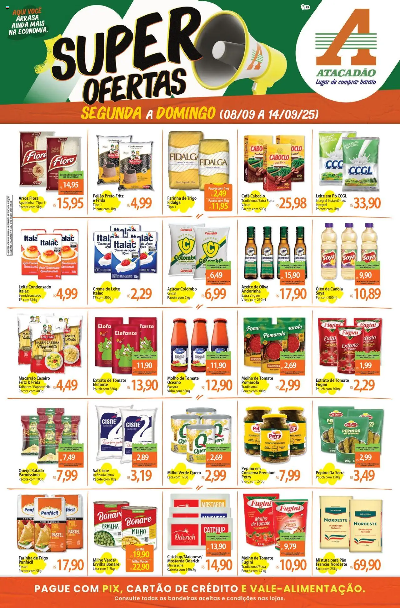 Atacadão folheto "Ofertas - RS" válido a partir de 08/09/2025 - número de página 1 - Leite condensado, Sal, Leite, Queijo, Milho, Pó, Mostarda, Queijo ralado