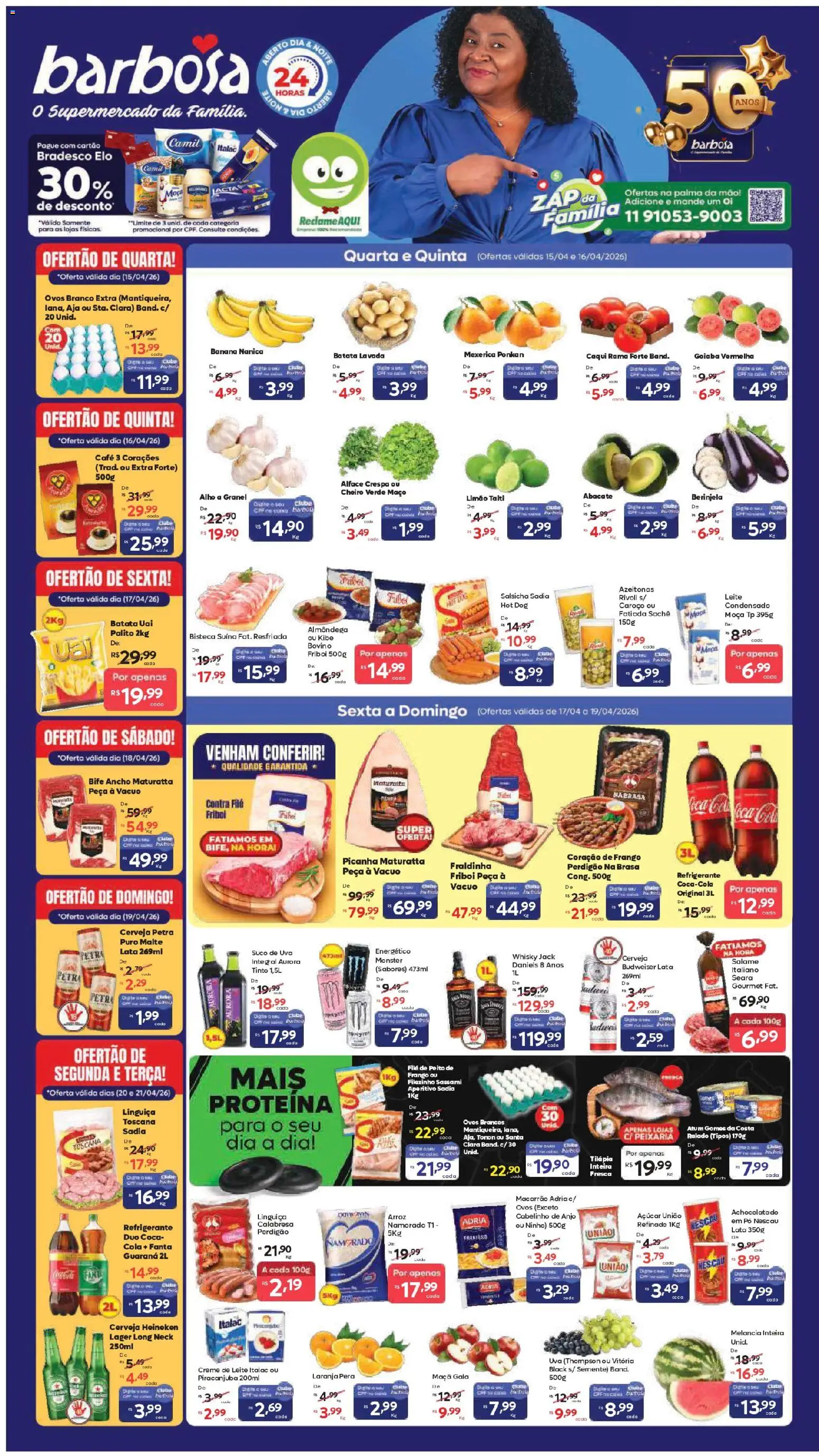 Pré-Visualização do folheto "Barbosa Supermercados ofertas Rede e Interior" da loja Barbosa Supermercados válido a partir de 15/04/2026