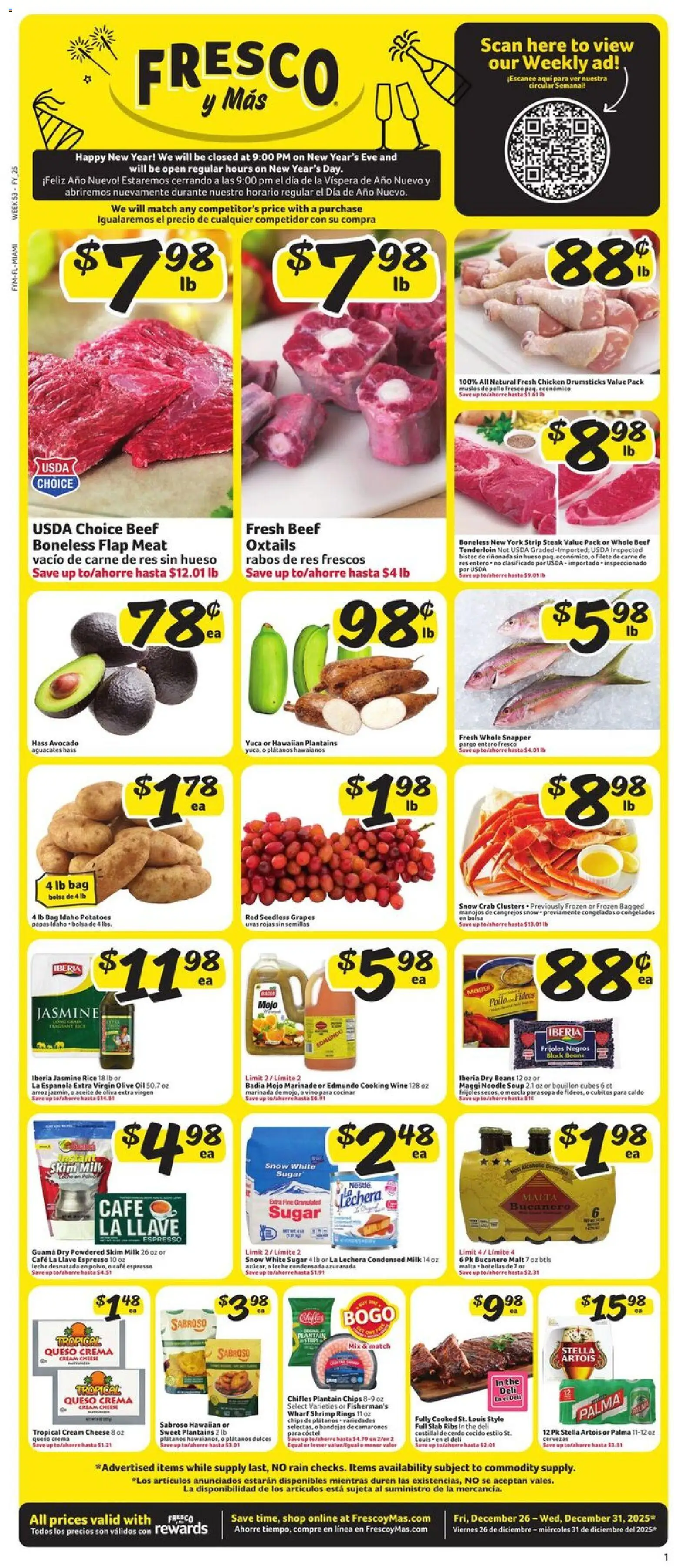 Ad Preview of Fresco y Más Weekly Ad from 12/26/2025
