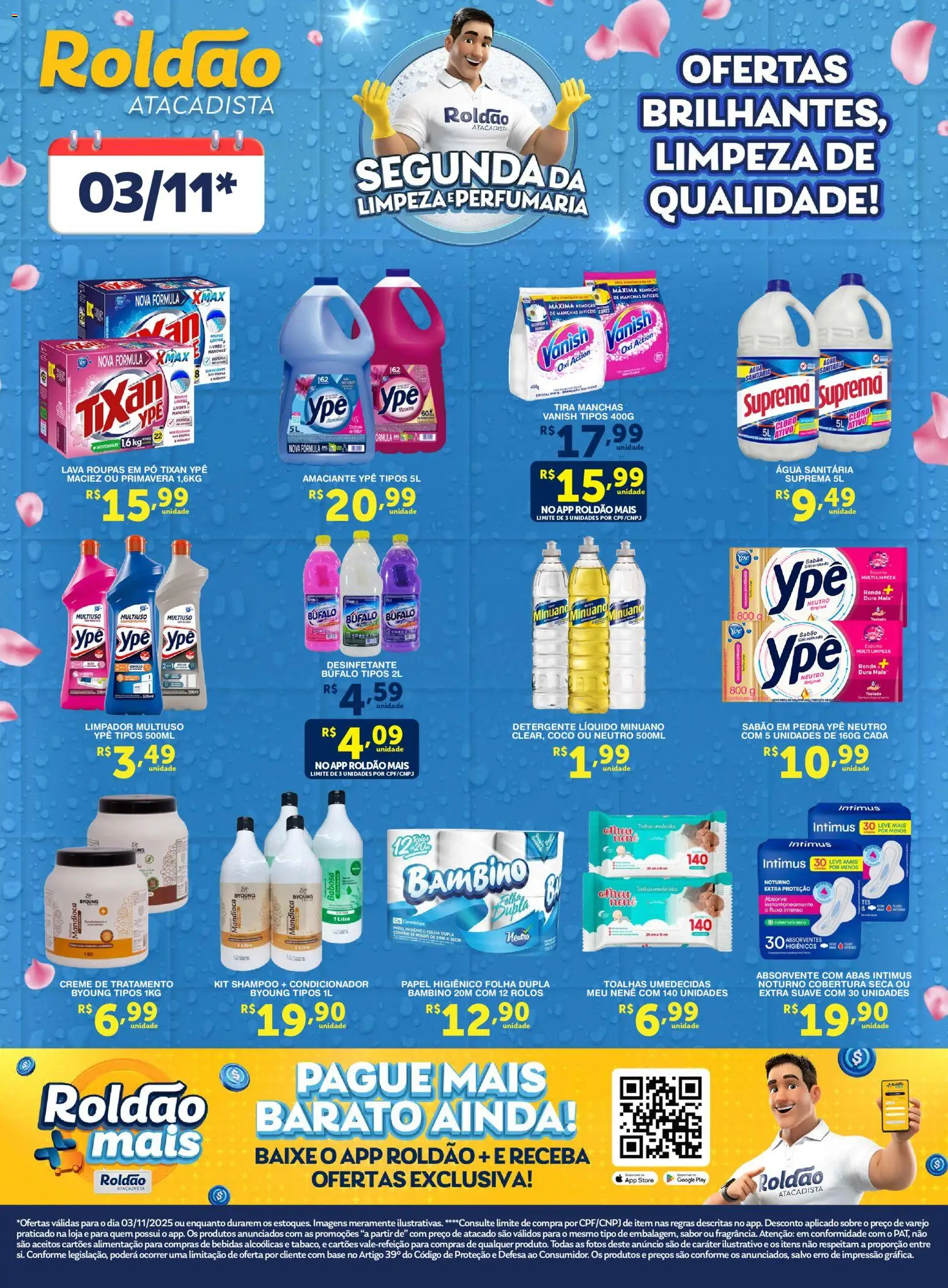 Pré-Visualização do folheto "Ofertas Segunda da Limpeza e Perfumaria" da loja Roldão válido a partir de 03/11/2025