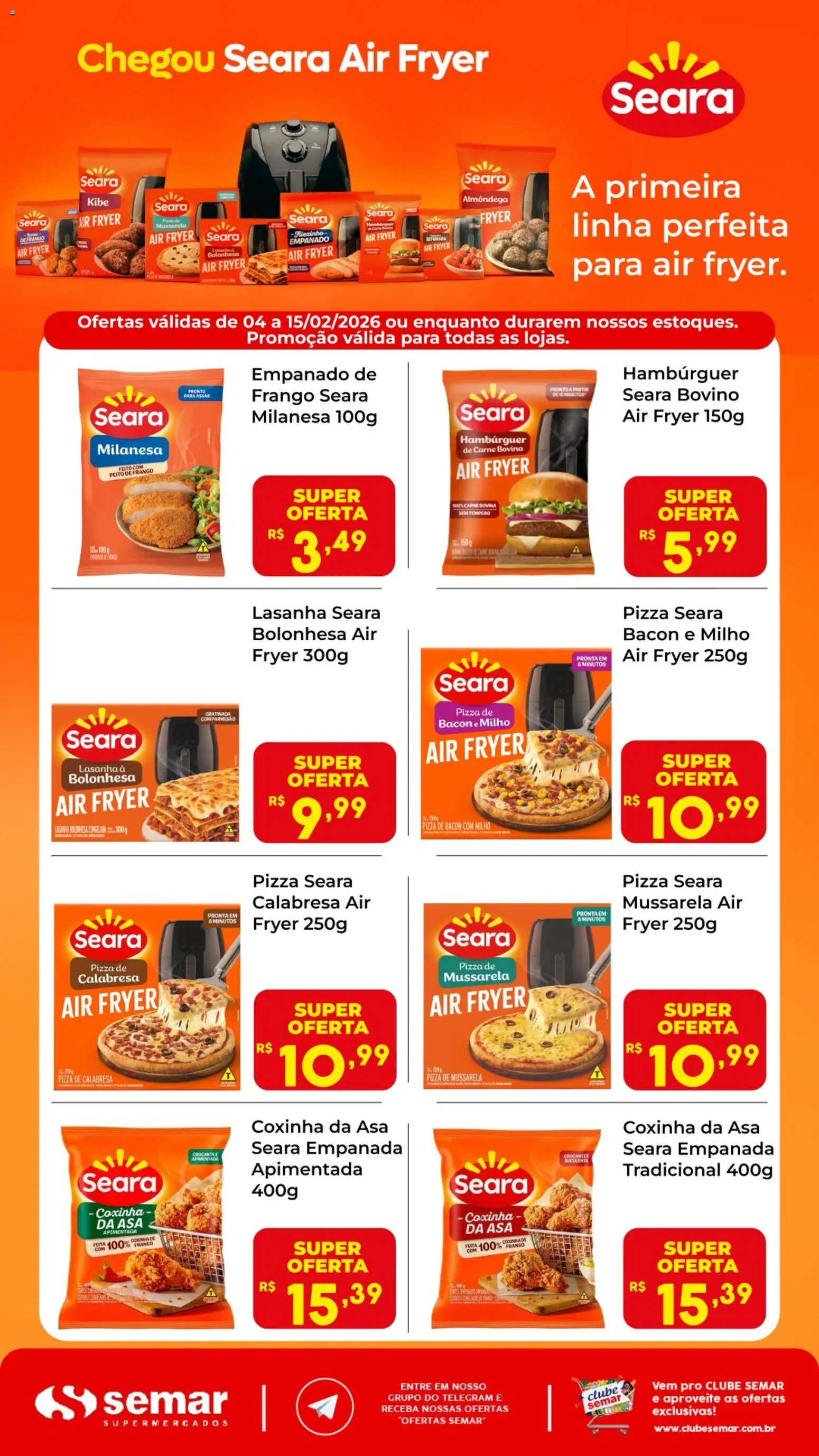 Pré-Visualização do folheto "Ofertas Seara Air Fryer" da loja Semar Supermercado válido a partir de 04/02/2026