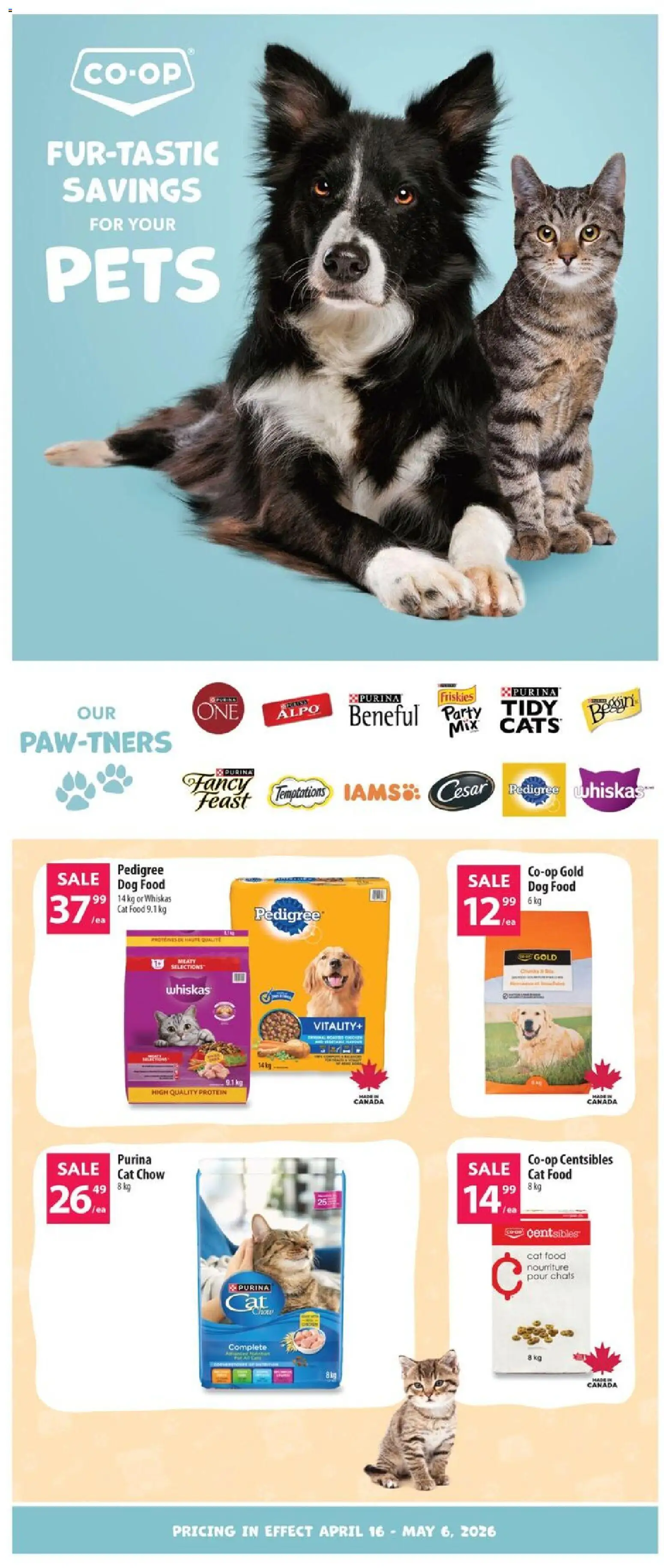 Preview of leaflet Co-op Food flyer / circulaire from shop Co-op Food is valid from Apr 16, 2026 - Food, Protein, Dog food