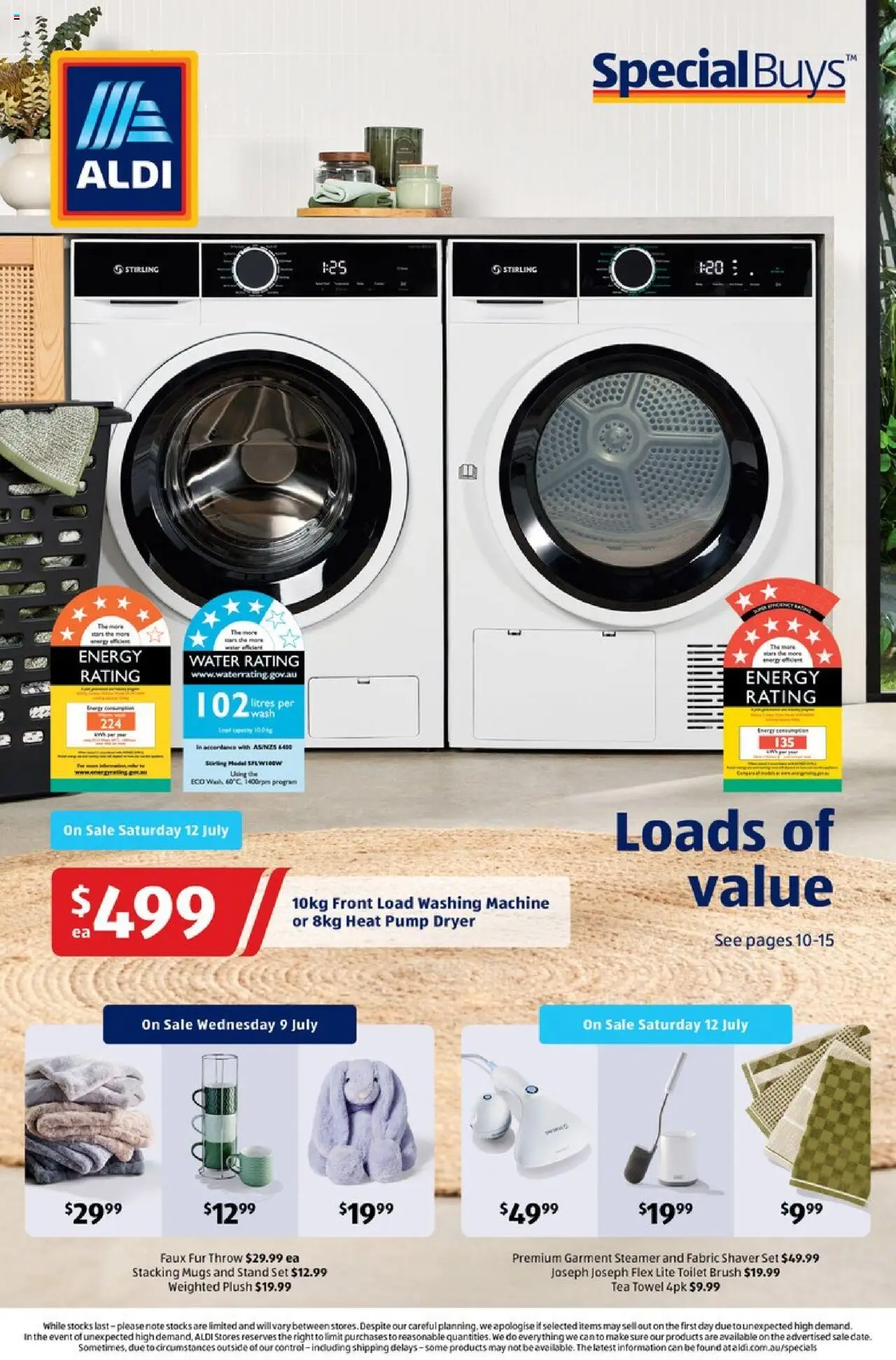 Aldi catalogue valid from 09/07/2025 - page 1 - Toilet, Fur, Brush, Tea, Water, Washing machine, Dryer