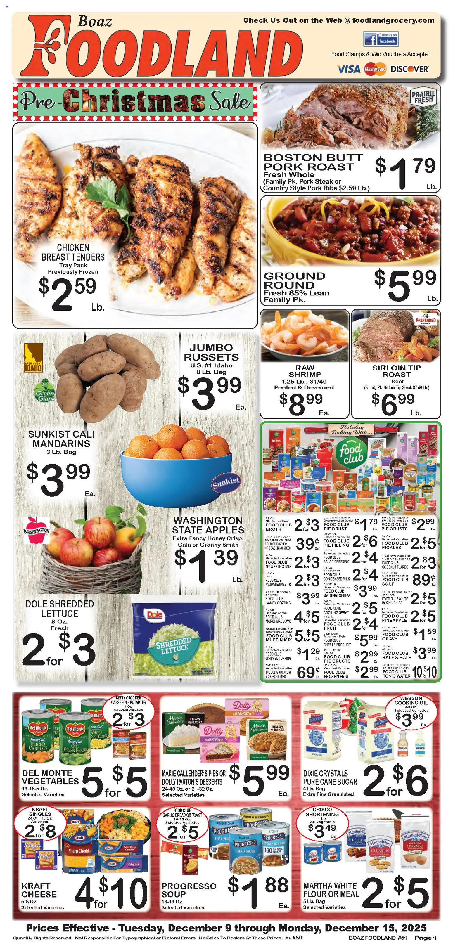 Ad Preview of Foodland Weekly Ad from 12/09/2025 - Chocolate, Candy, Chips, Shrimp, Milk, Cream, Flour, Frozen fruit
