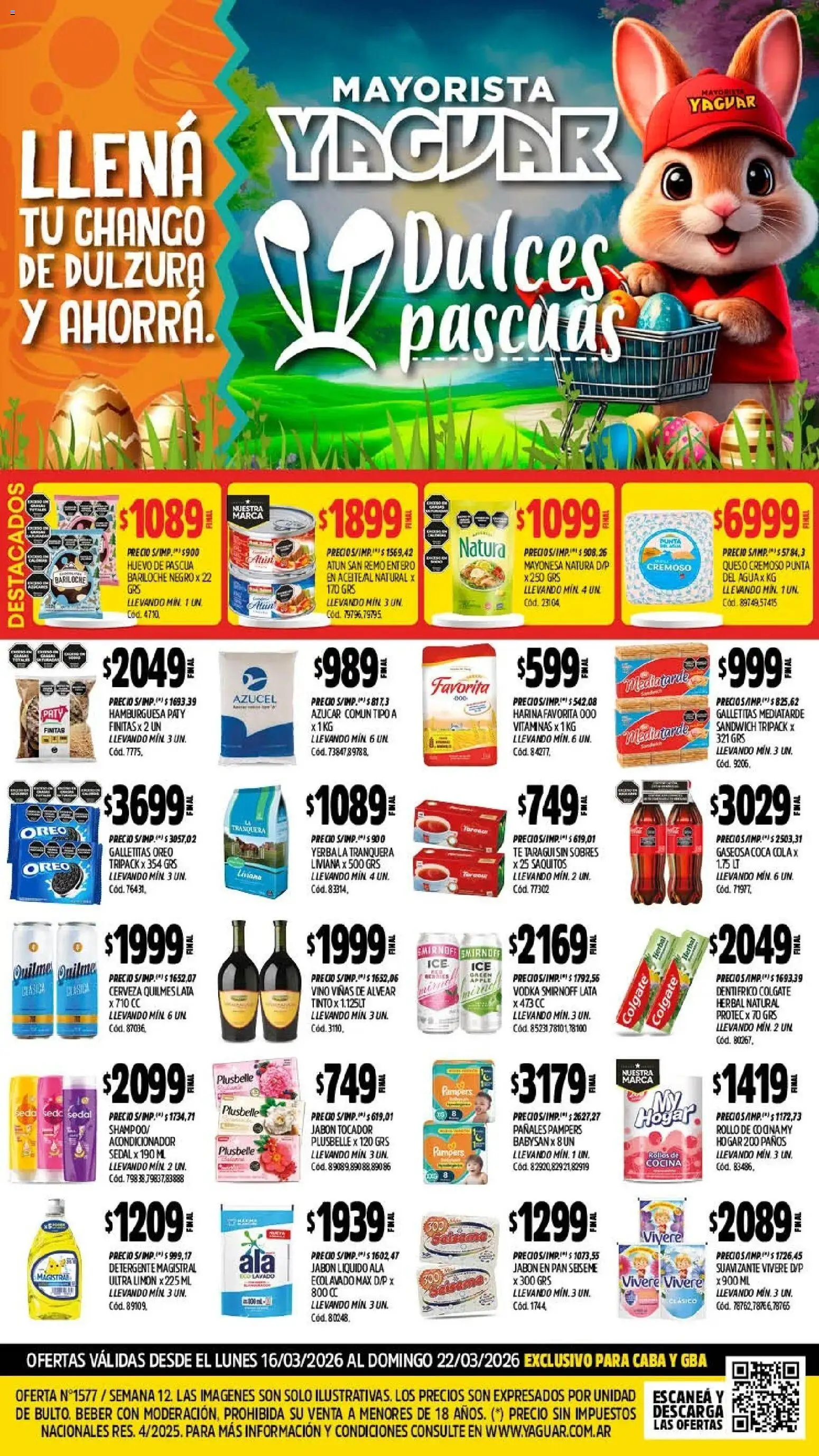 Vista previa del folleto de la tienda Yaguar válido desde el 16/03/2026 - Vitaminas, Cerveza, Vodka, Queso, Pan, Limón, Pañales, Suavizante
