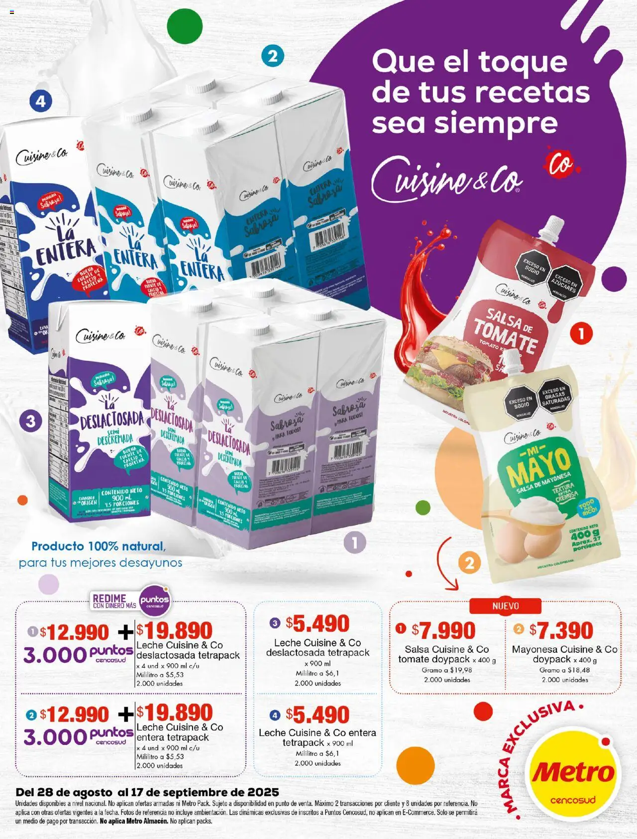 Metro Catálogo: 28/08/2025 - 17/09/2025 > Últimas Ofertas pagina numero 1 - Proteína, Tomate, Leche, Mayonesa