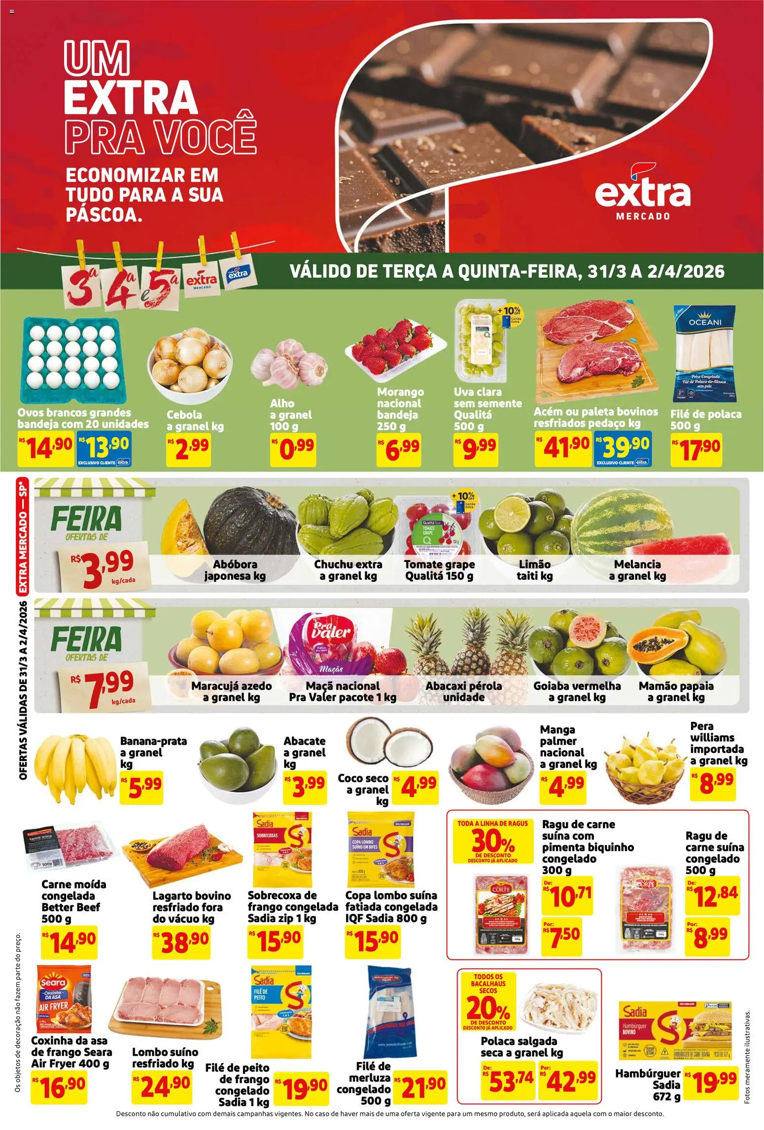 Pré-Visualização do folheto "Extra ofertas de Mercado Terça e Quinta" da loja Extra válido a partir de 31/03/2026