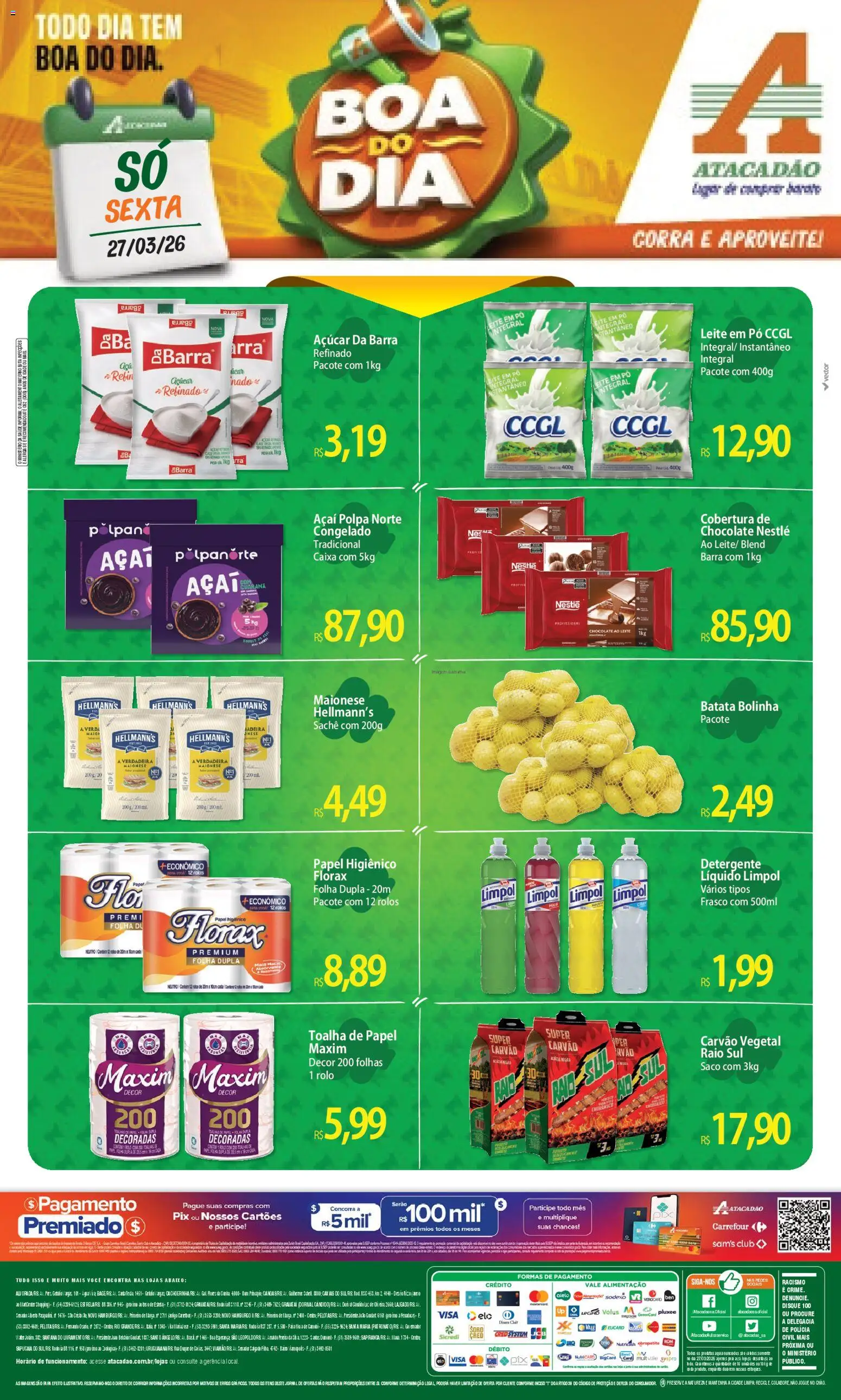 Pré-Visualização do folheto "Atacadão ofertas - RS" da loja Atacadão válido a partir de 27/03/2026