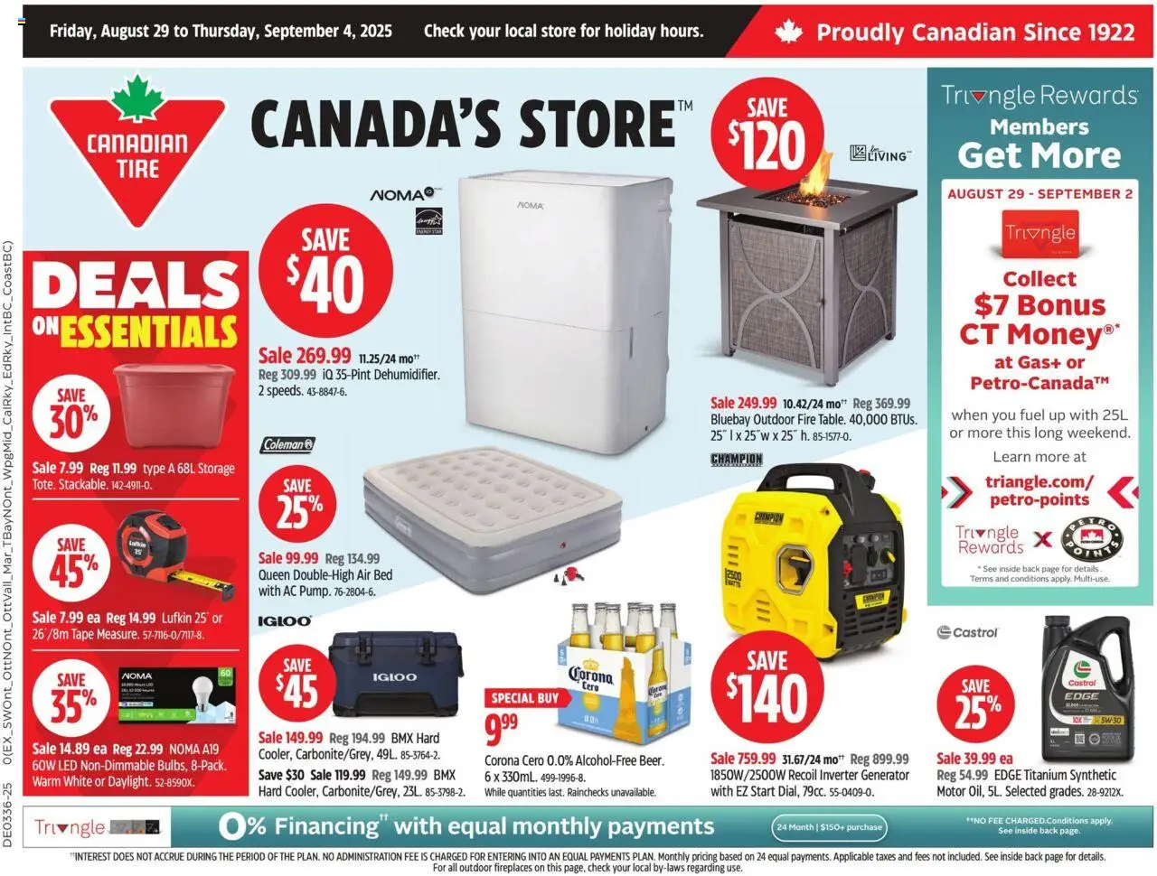 Canadian Tire flyer valid from Aug 29, 2025 - page number 1
