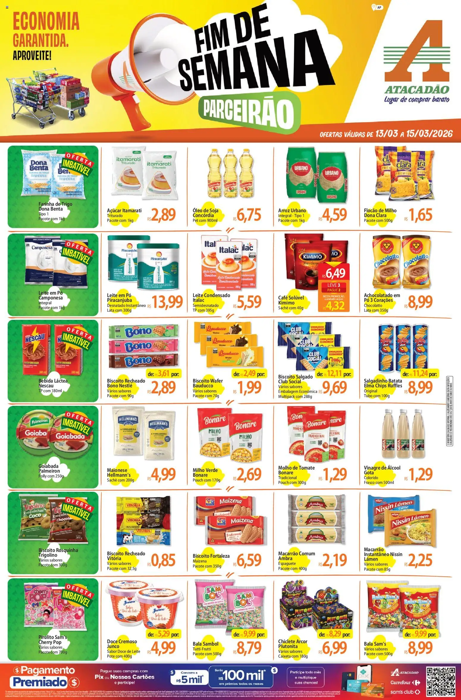 Pré-Visualização do folheto "Atacadão ofertas - AP" da loja Atacadão válido a partir de 13/03/2026 - Café, Bebida, Leite, Batata, Açúcar, Maionese, Bala, Achocolatado